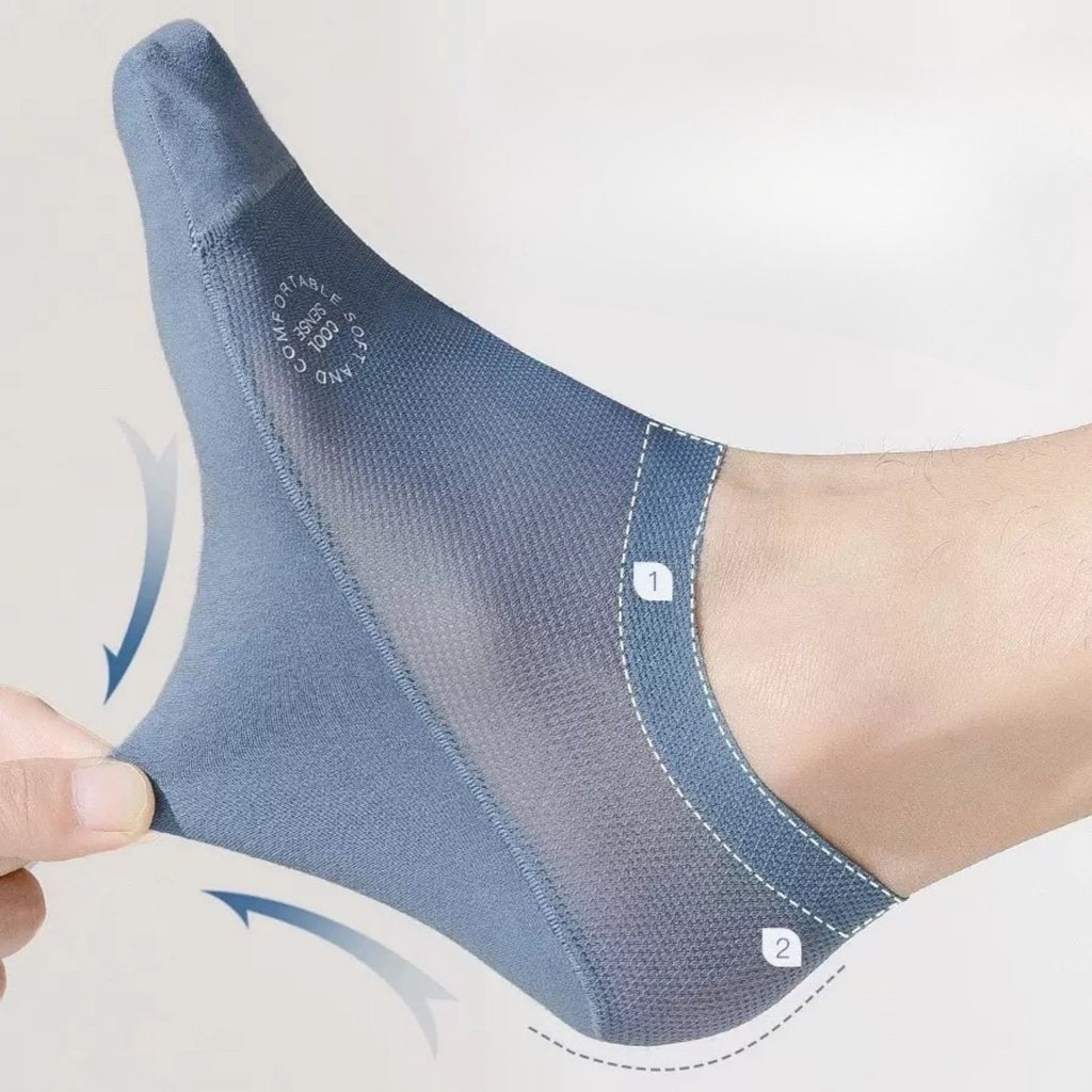 Anna-Kaci Men's No-Show Mesh Socks with Non-Slip Silicone Heel Grip and Breathable Low-Cut Design 3-Pack