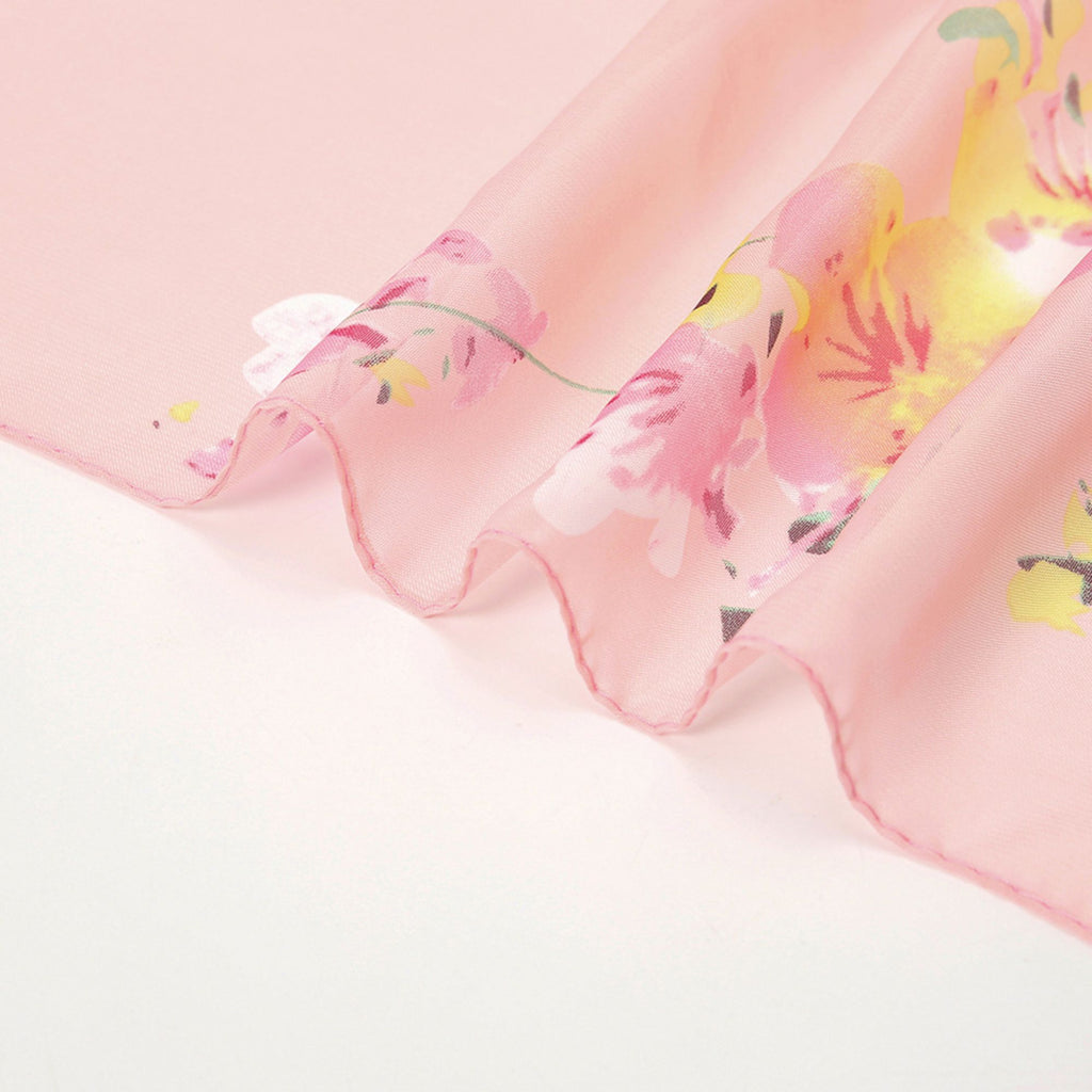 Floral Print Lightweight Chiffon Scarf Soft Sheer Fashion Shawl Wrap 59¡Á19.5 Inches