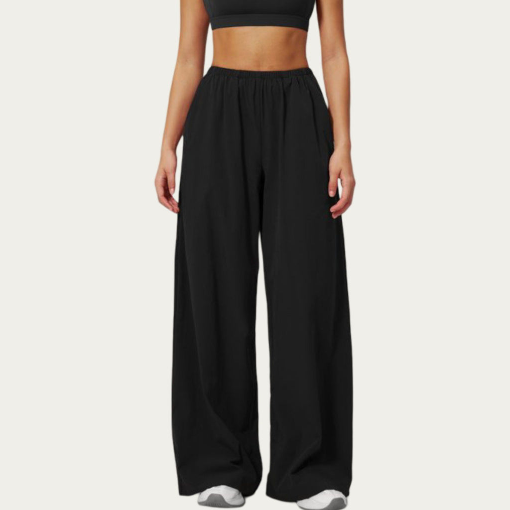Anna-Kaci Active Women's Wide Leg Lounge Pants with Elastic Waistband and Relaxed Draped Fit