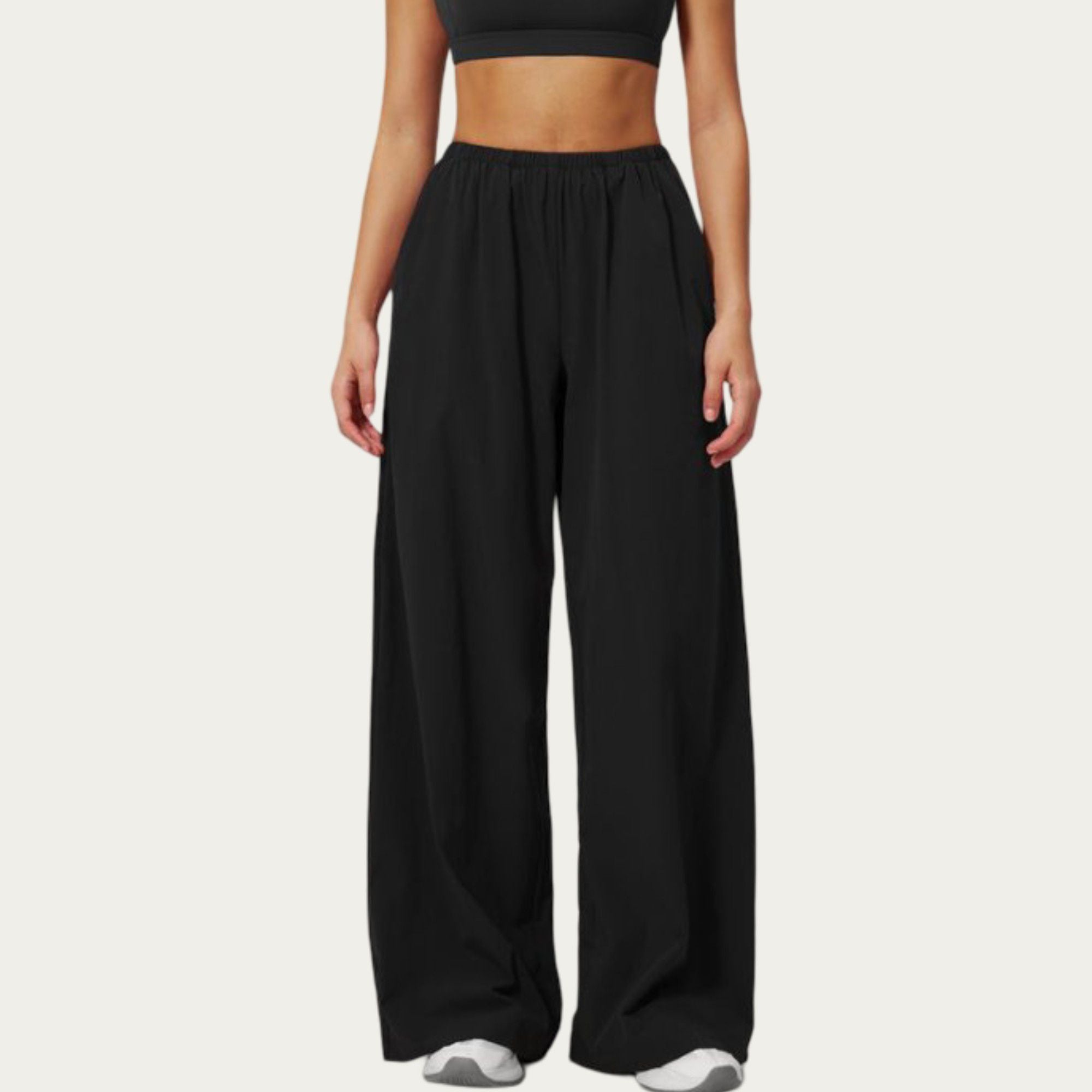 Anna-Kaci Active Women's Wide Leg Lounge Pants with Elastic Waistband and Relaxed Draped Fit