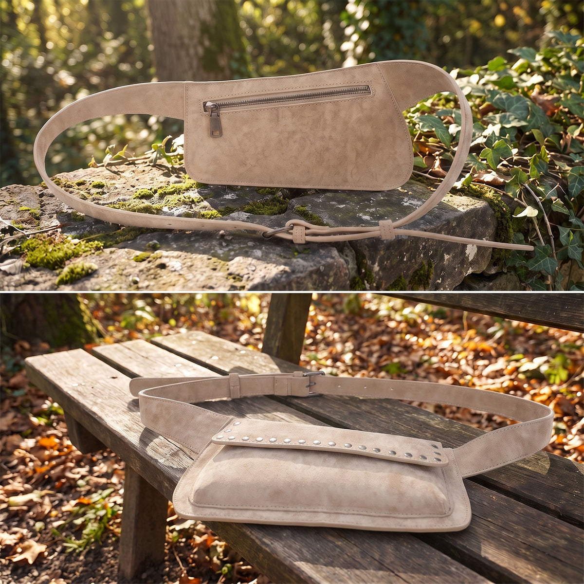 Studded Faux Suede Belt Bag Waist Pack
