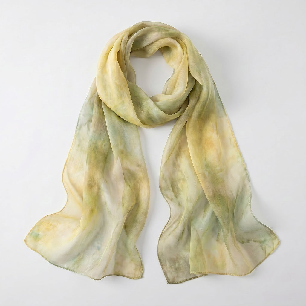 Lightweight Sheer Oblong Scarf with Soft Draped Fabric and Finished Edges