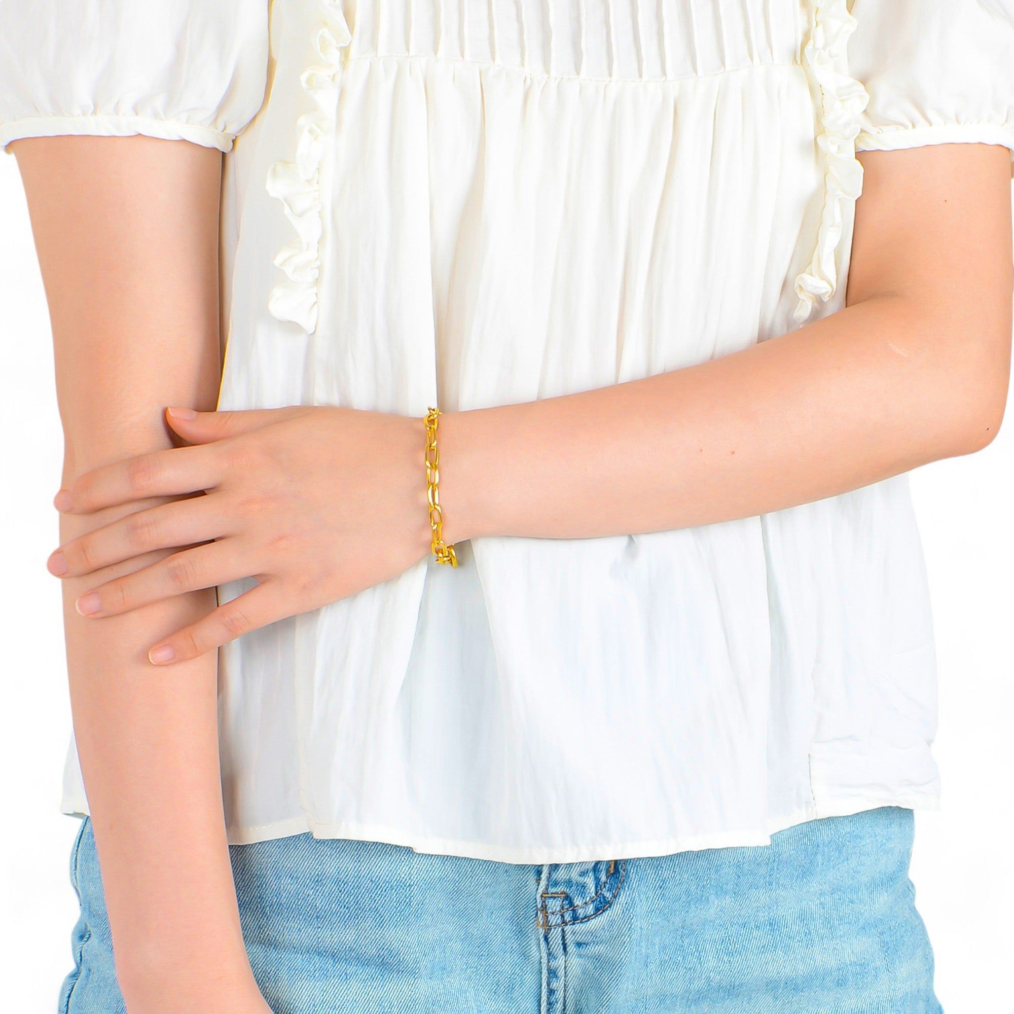 Women's Paperclip Chain Fashion Bracelet with Toggle Clasp