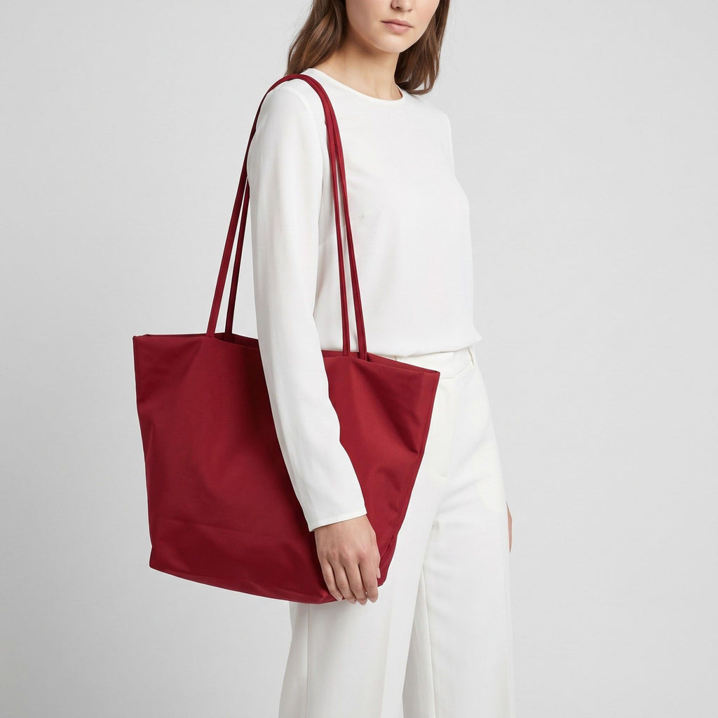 Oversized Lightweight Tote Bag with Long Shoulder Straps and Soft Slouchy Shape 12x9x6in
