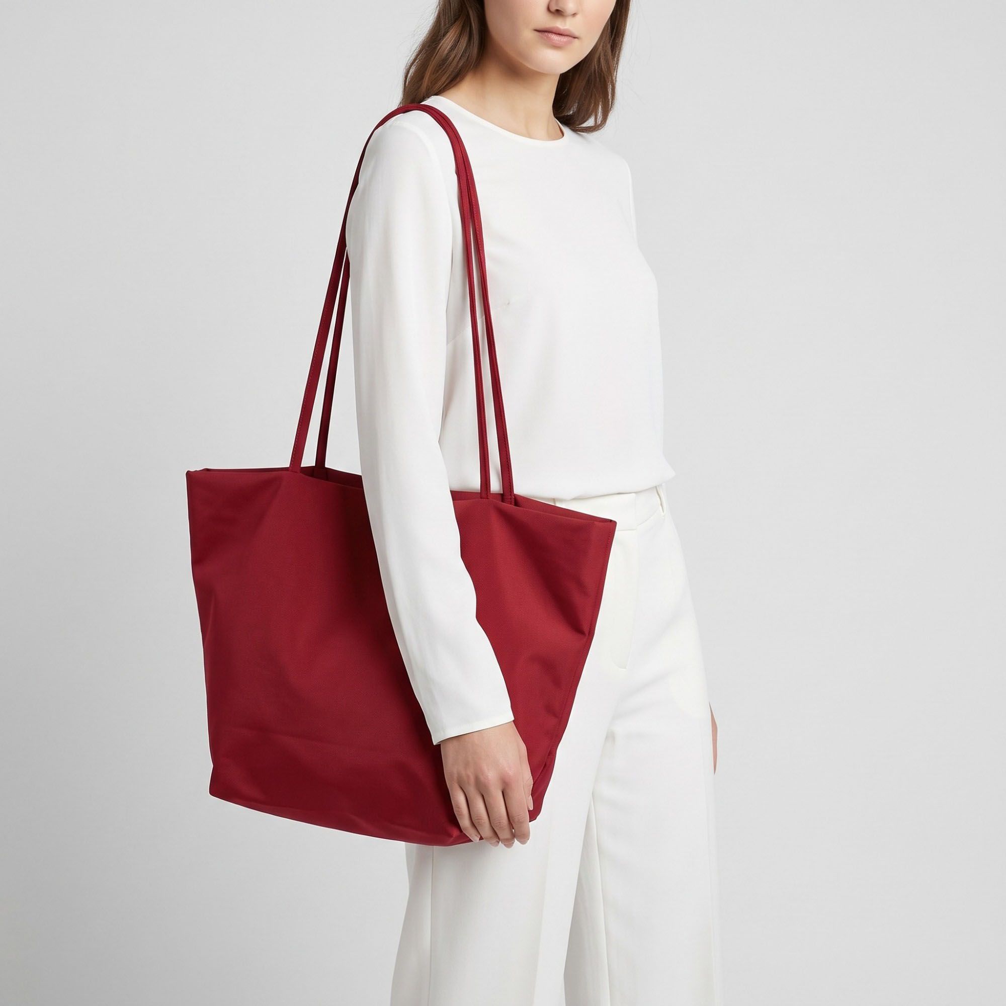 Oversized Lightweight Tote Bag with Long Shoulder Straps and Soft Slouchy Shape 12x9x6in