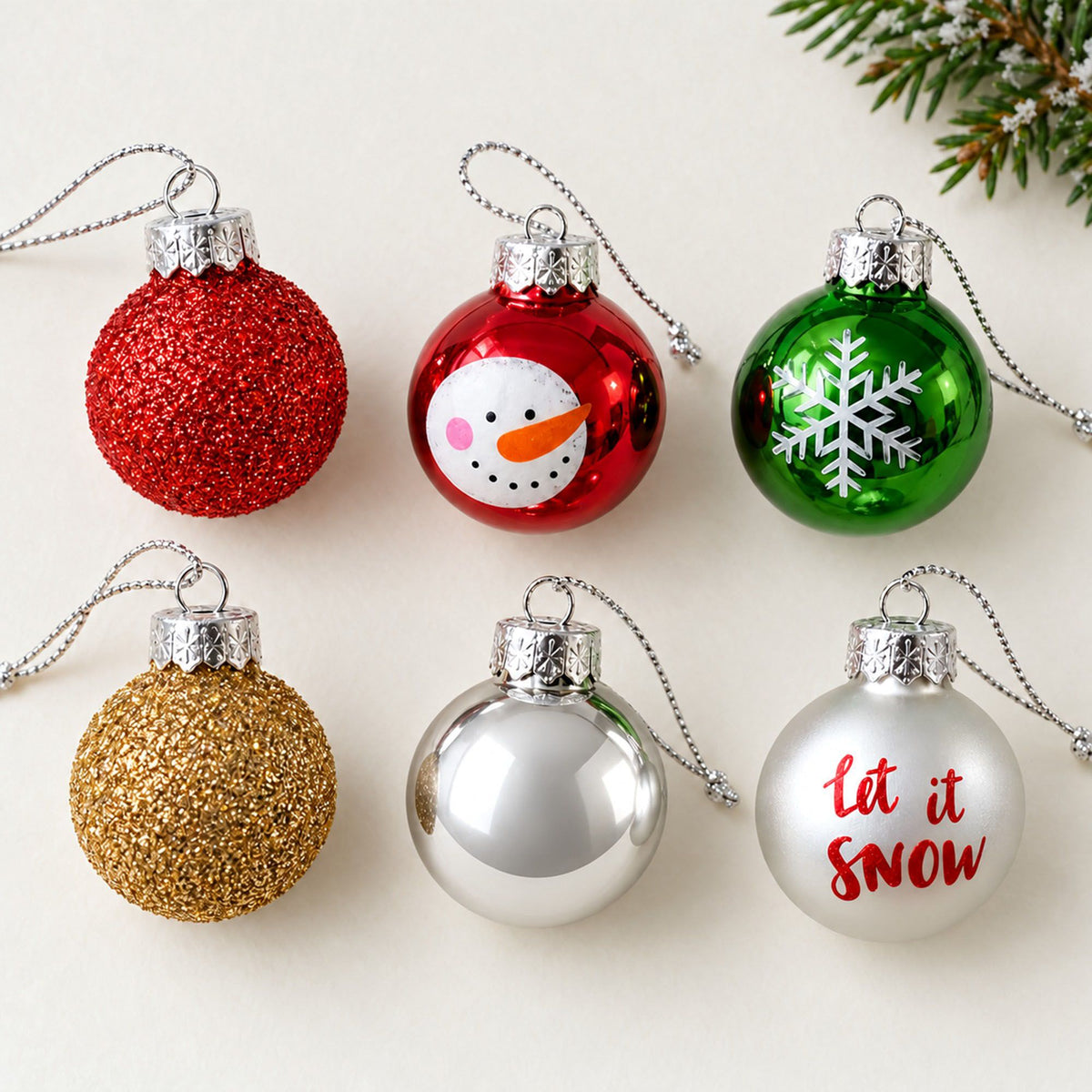 17 Piece Mini Christmas Ball Ornaments and Tree Topper Set Gift