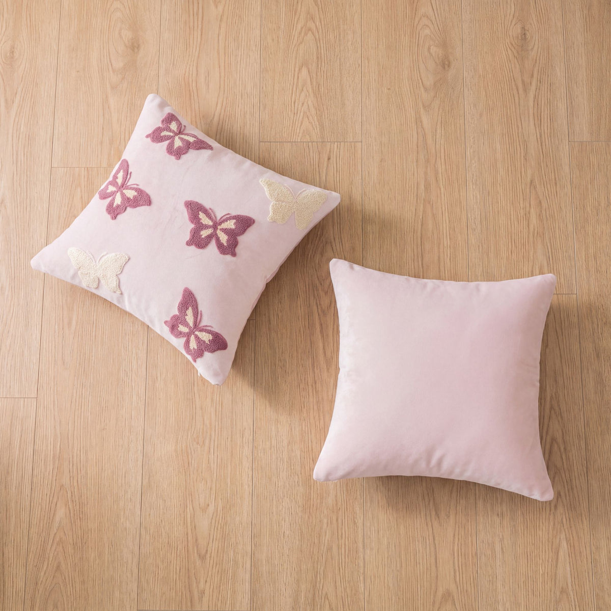 Butterfly Embroidered Throw Pillow Cover Decorative Square Cushion Cover for Sofa Couch Bed