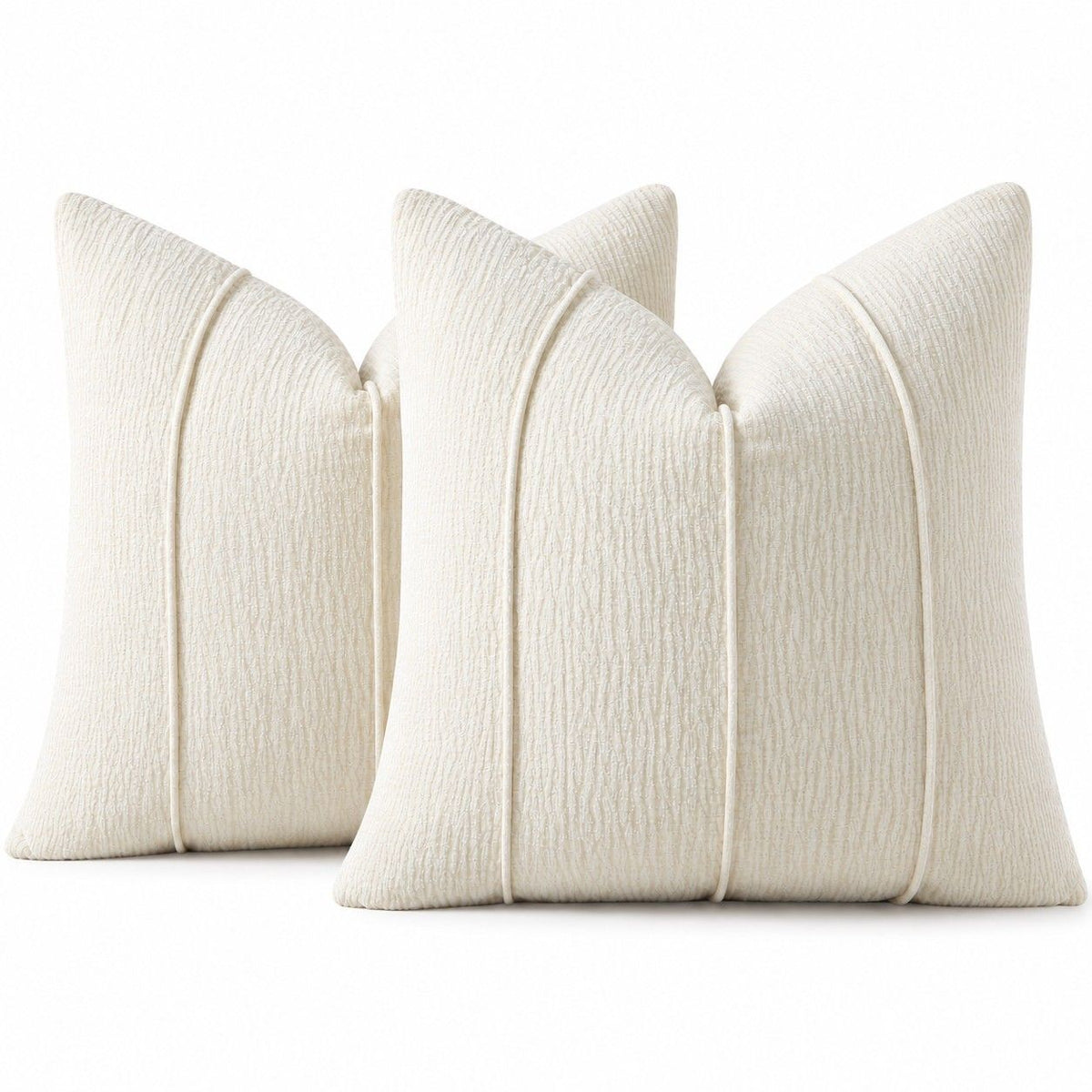 2 Pack Solid Textured Throw Pillow Covers 18 x 18 Inch with Hidden Zipper