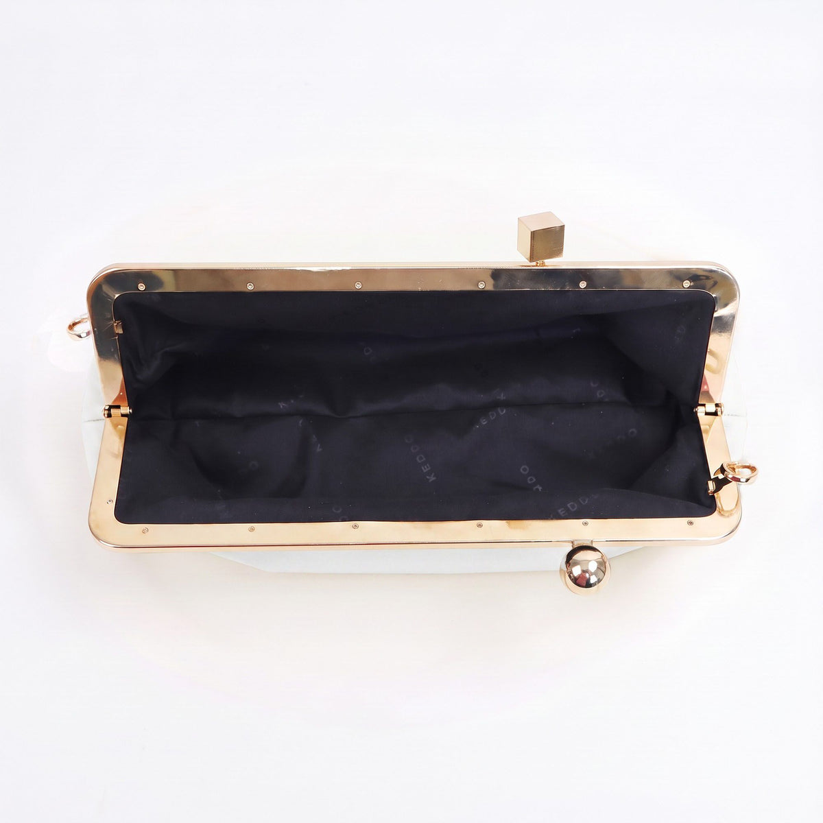 Faux Leather Metal Frame Clasp Shoulder Bag Evening Clutch