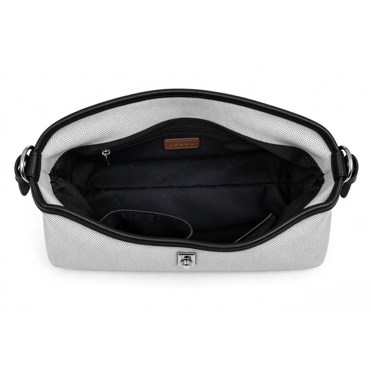 Structured Shoulder Bag with Top Handle Turn Lock and Crossbody Strap