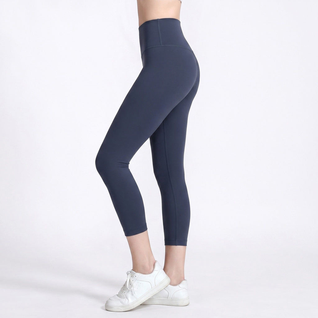 High Waist Capri Leggings with Wide Waistband Smooth Stretch Workout Yoga Pants
