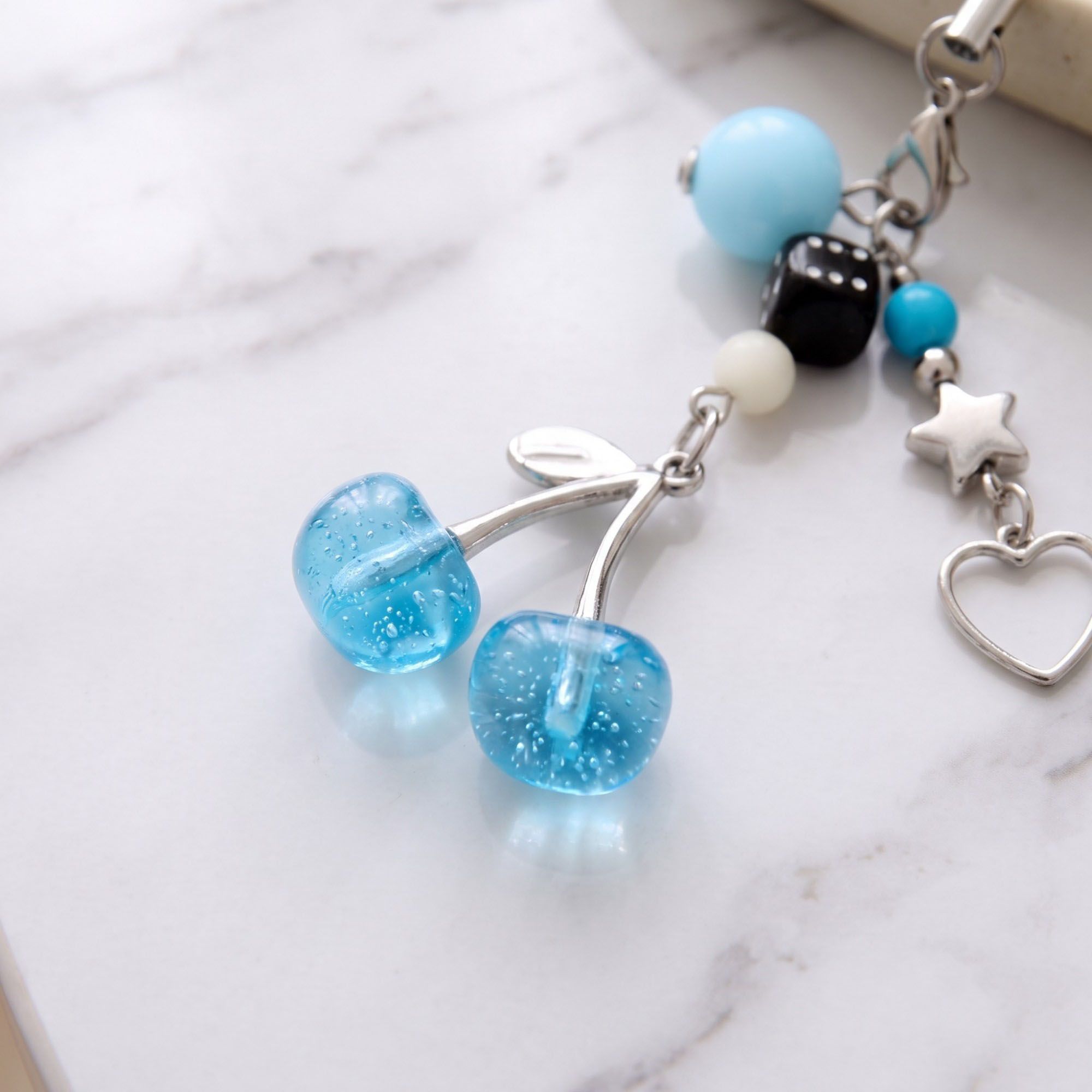 2-Piece Womens Beaded Phone Charm with Hanging Loop and Decorative Accents