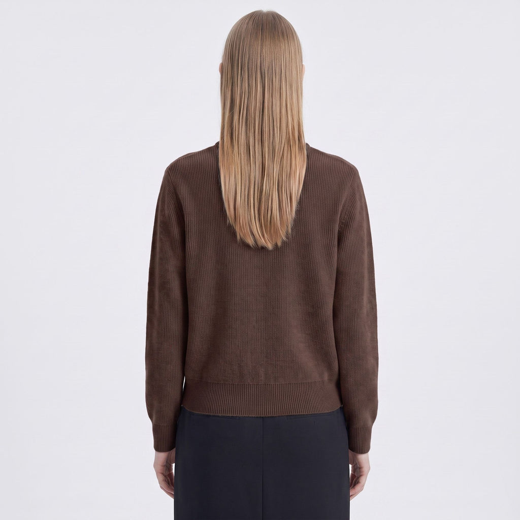 Mock Neck Zip-Front Knit Cardigan Sweater