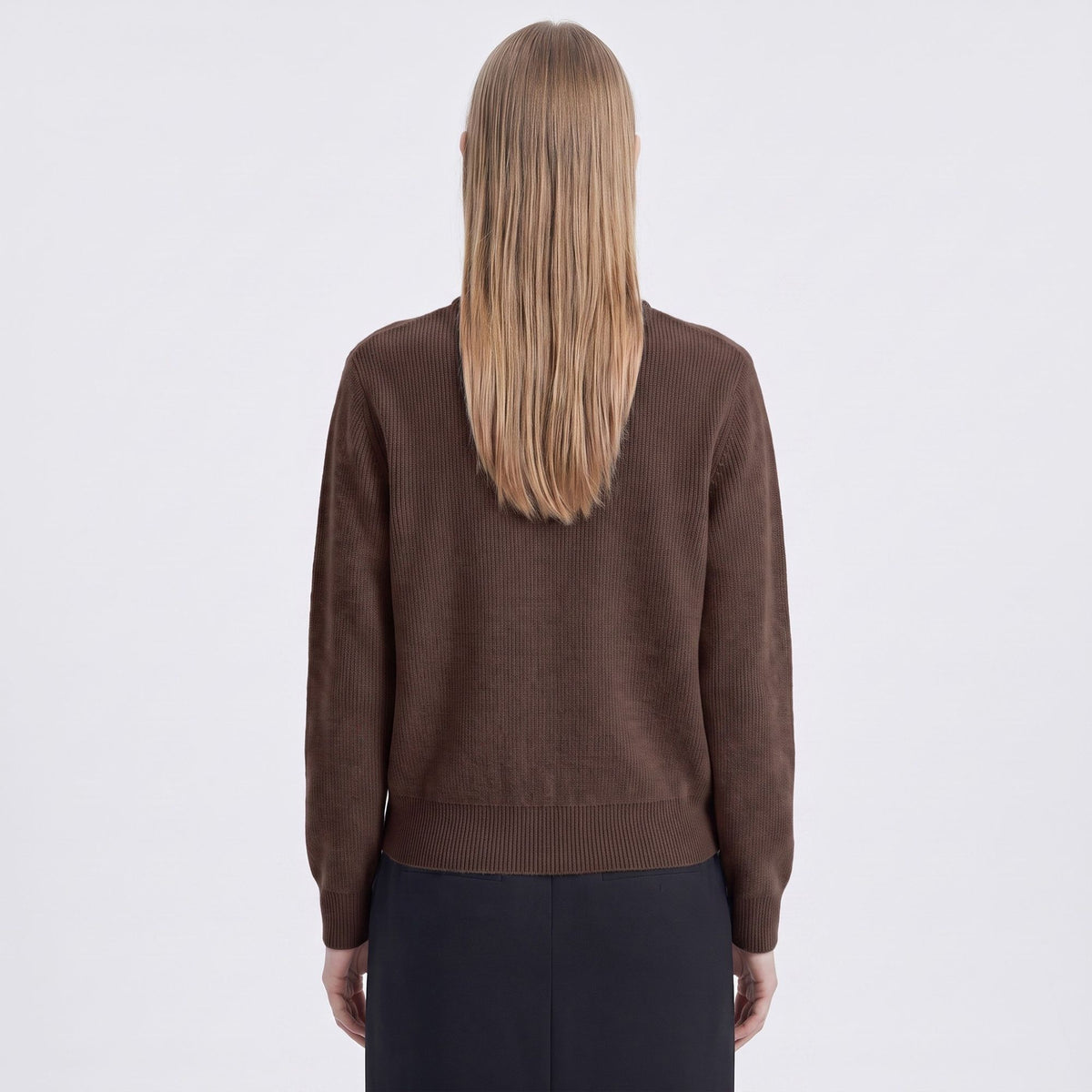 Mock Neck Zip-Front Knit Cardigan Sweater