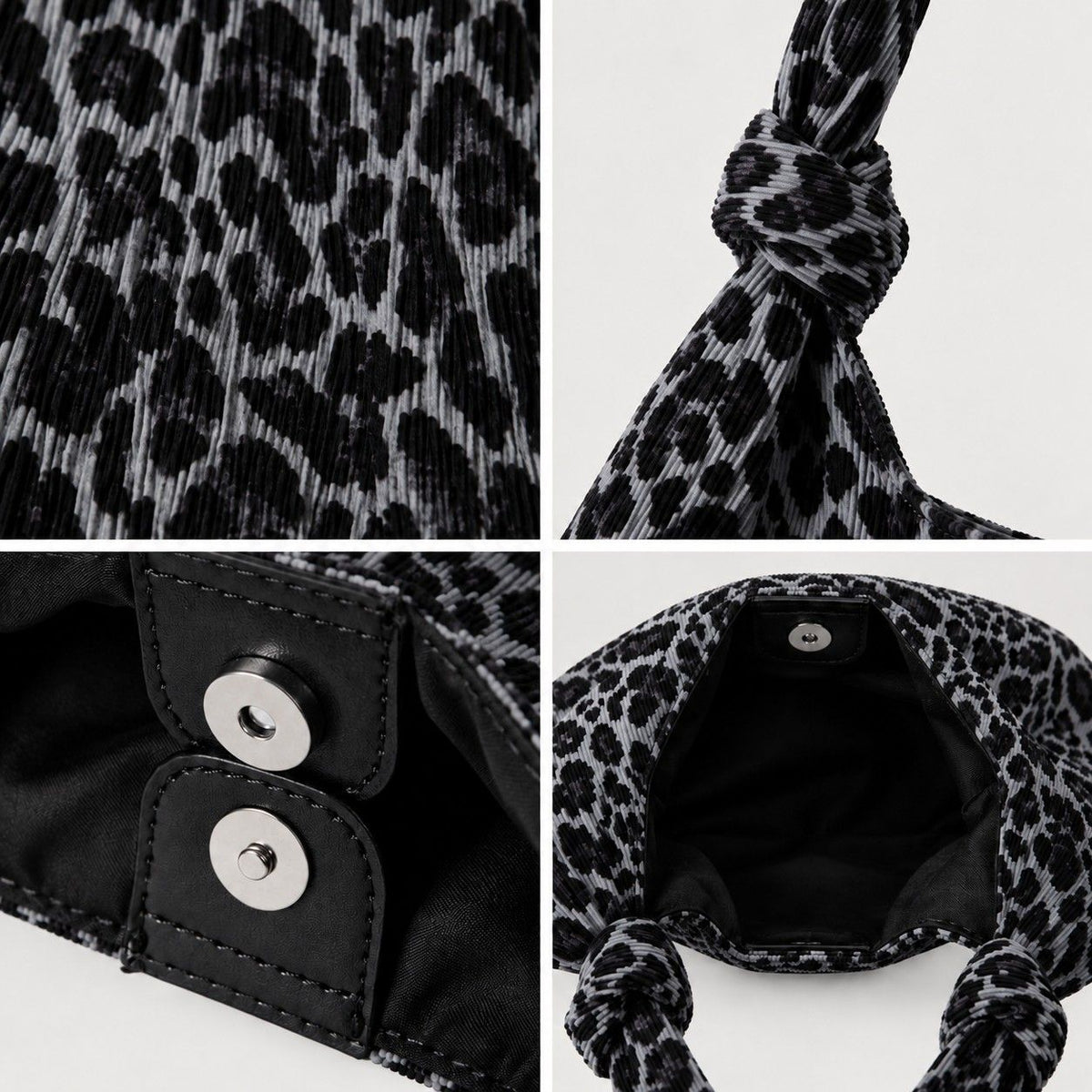 Large Suede Look Hobo Shoulder Bag with Knotted Strap and Magnetic Closure