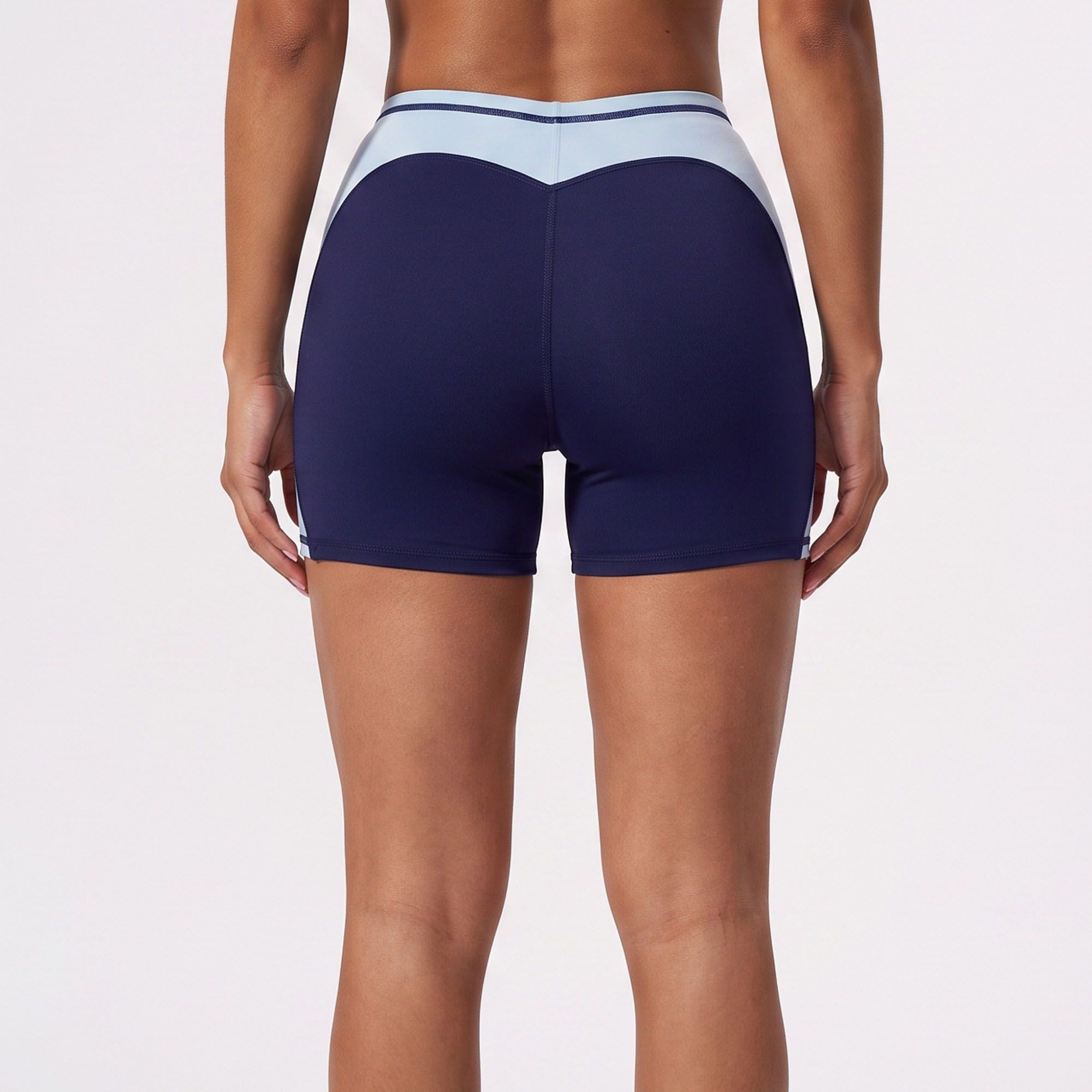 Colorblock High Waist Biker Shorts Fitted Mid Thigh Athletic Bottoms for Gym Training