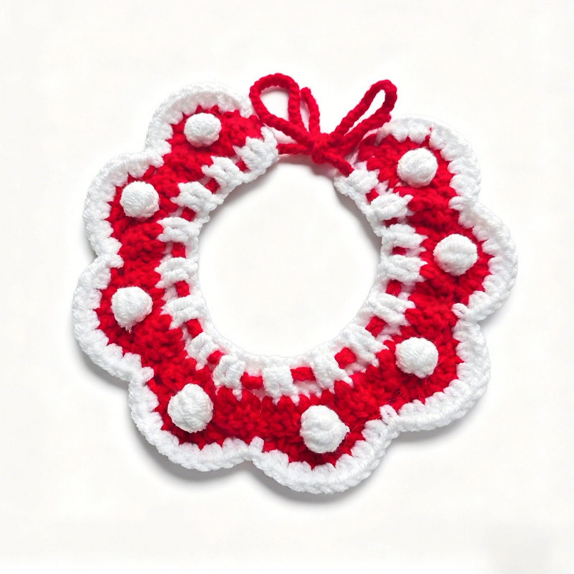 Pet Crochet Collar with Pom-Pom Decorative Neck Accessory for Dogs and Cats
