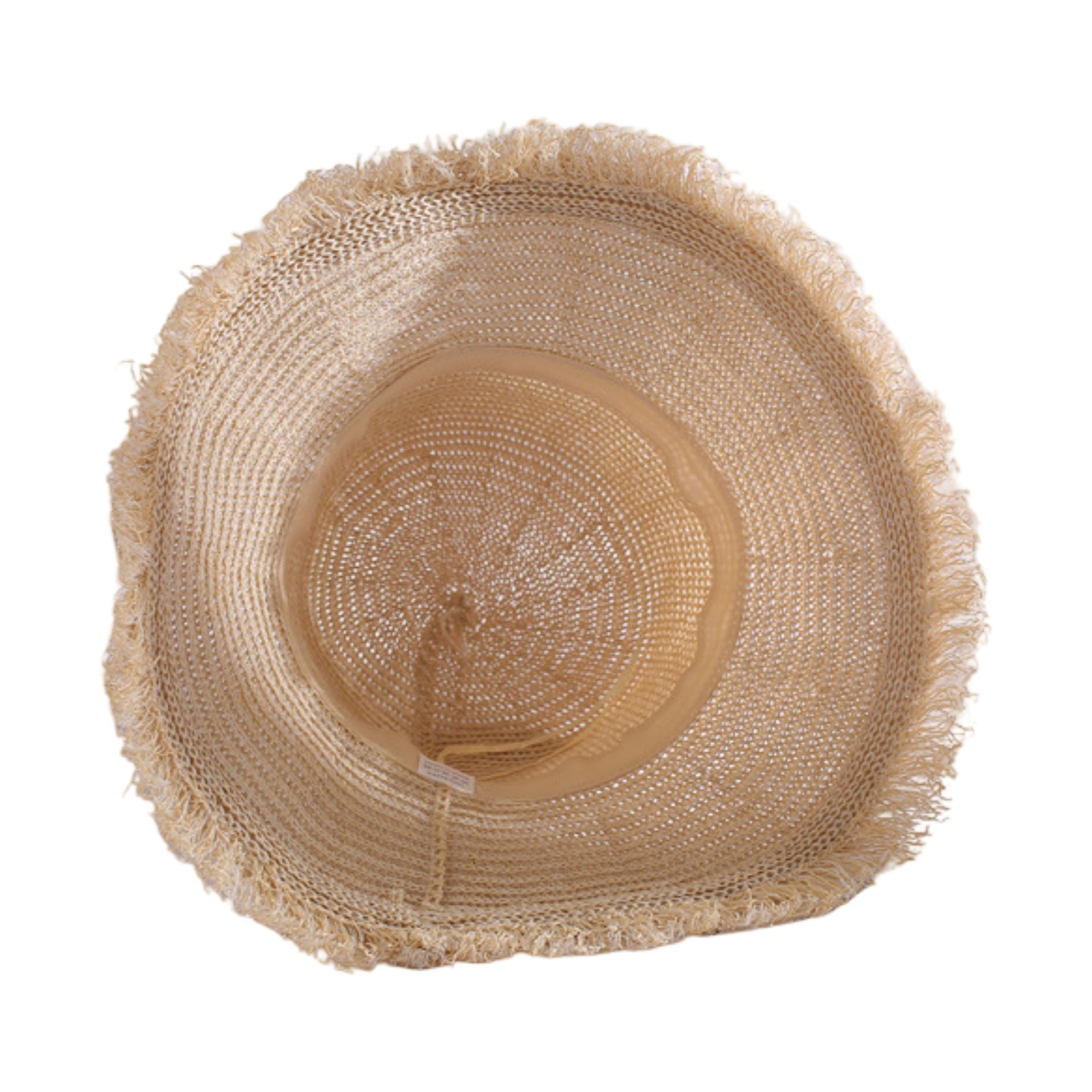 Wide Brim Sun Hat with Frayed Edge and Lightweight Open Weave
