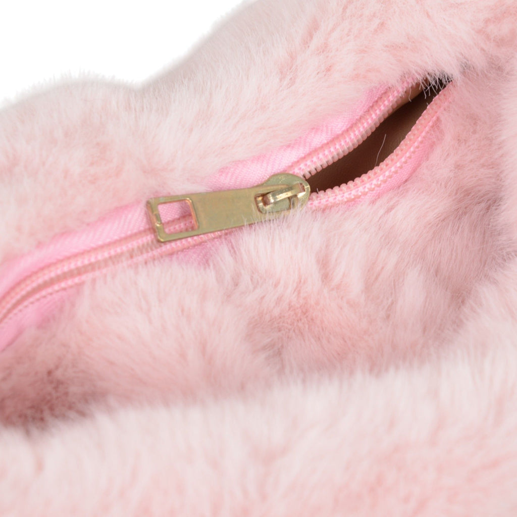 Anna-Kaci Women's Soft Plush Bow Faux Fur Handbag Stylish Daily Shoulder Bag