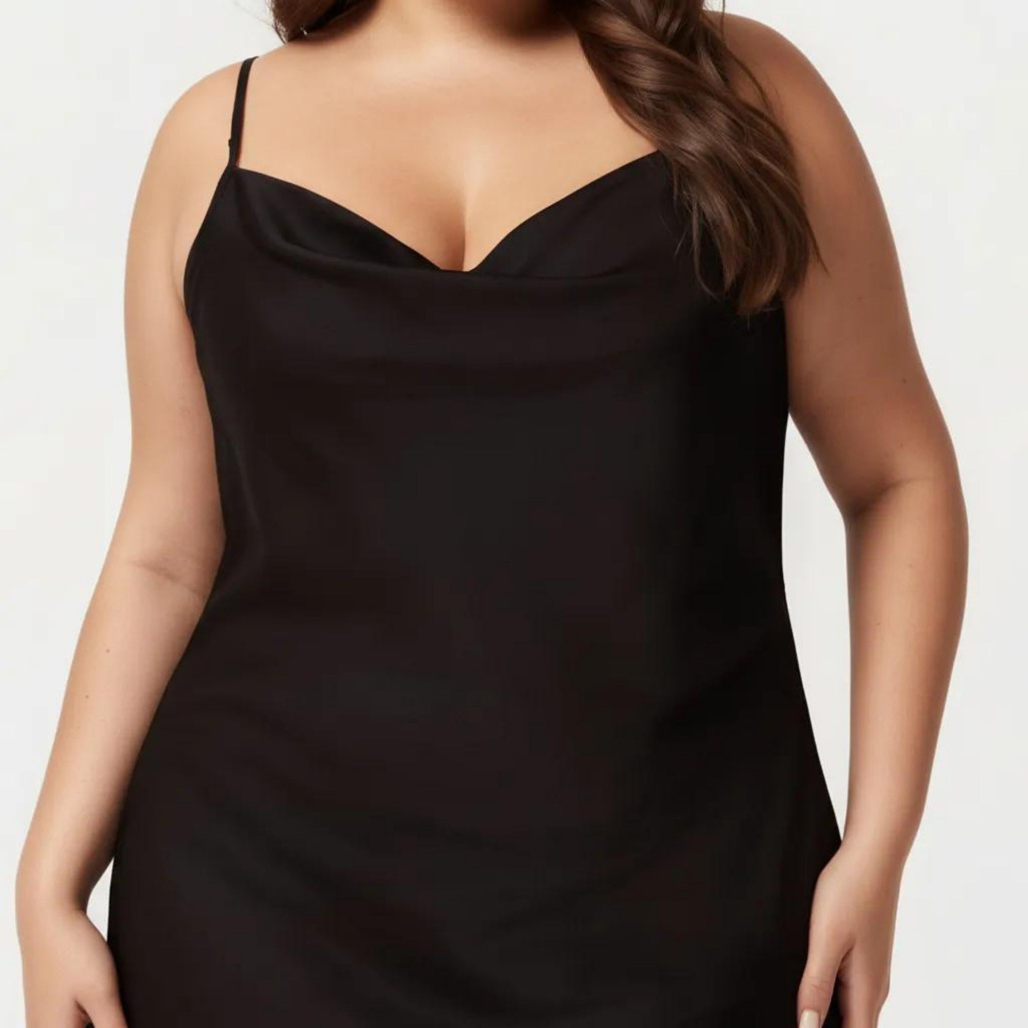Anna-Kaci Lounge Women's Plus Size Satin Slip Nightgown with Adjustable Spaghetti Straps Midi Length Relaxed Fit Sleepwear Dress