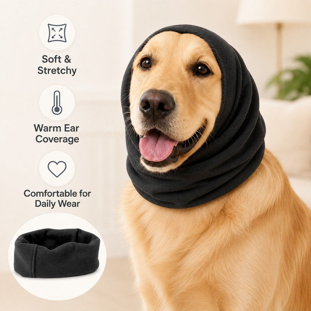 Pet Cat and Dog Ear Cover Soft Stretchy Snood for Grooming, Noise Reduction and Cold Weather