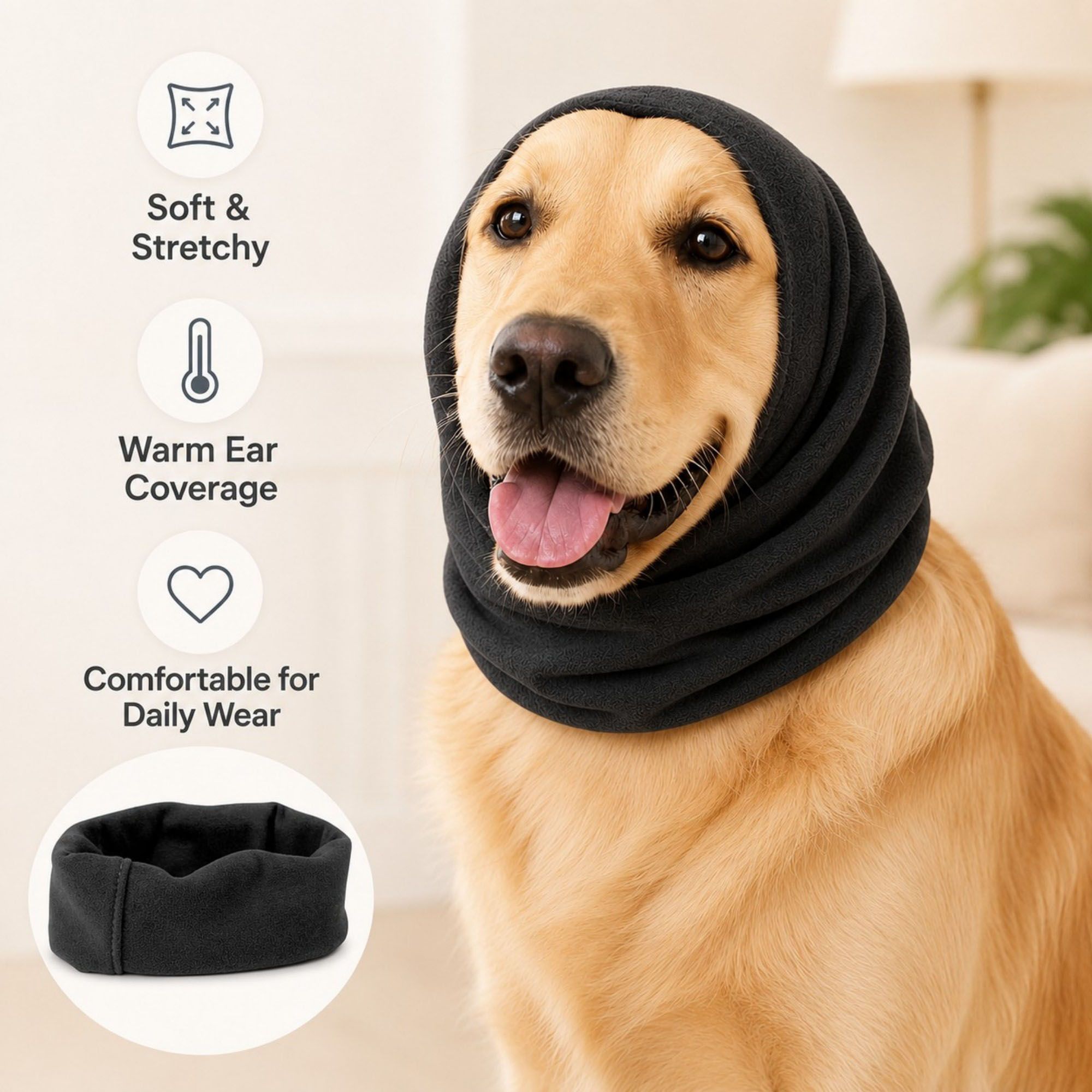 Pet Cat and Dog Ear Cover Soft Stretchy Snood for Grooming, Noise Reduction and Cold Weather