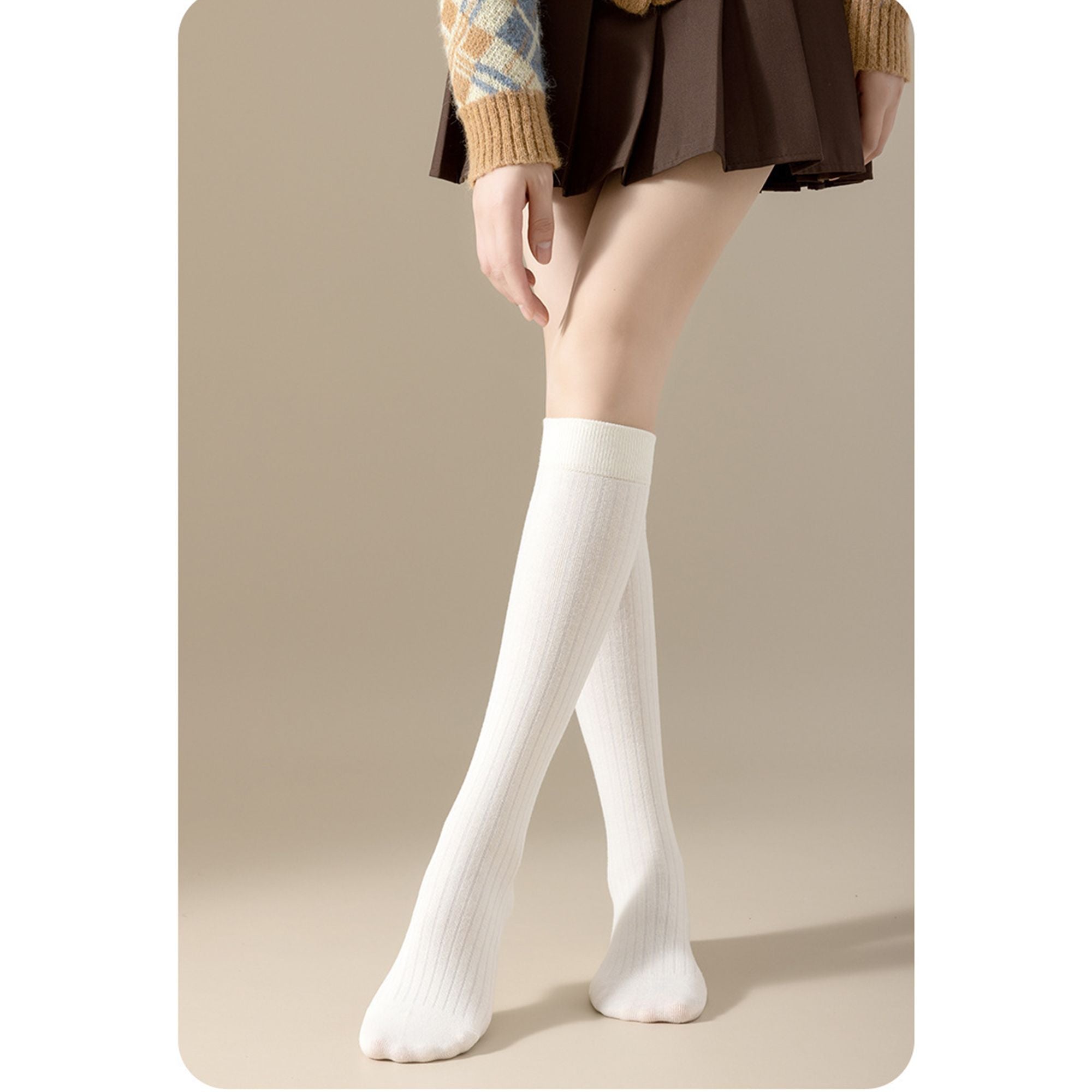 Anna-Kaci Women's 3-Pack Ribbed Knee High Compression Socks Seamless Toe Slim Fit Design