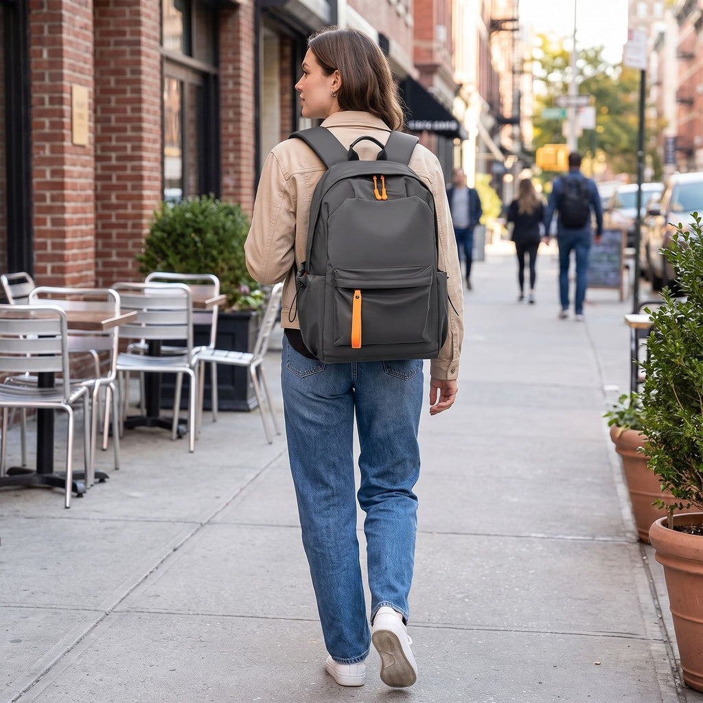 Everyday Backpack with Front Zip Pocket Side Pockets Adjustable Straps Top Hle