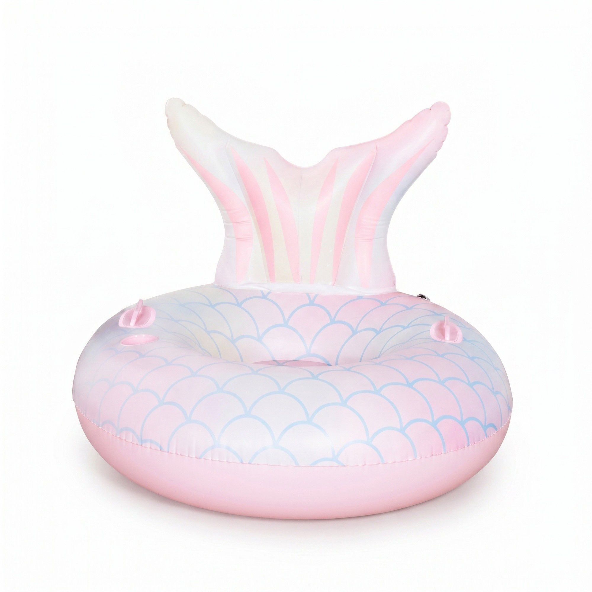 Inflatable Mermaid Tail Pool Float Ring with Backrest Handles Durable PVC Water Float for Pool Beach 43.3x43.3x25.5in