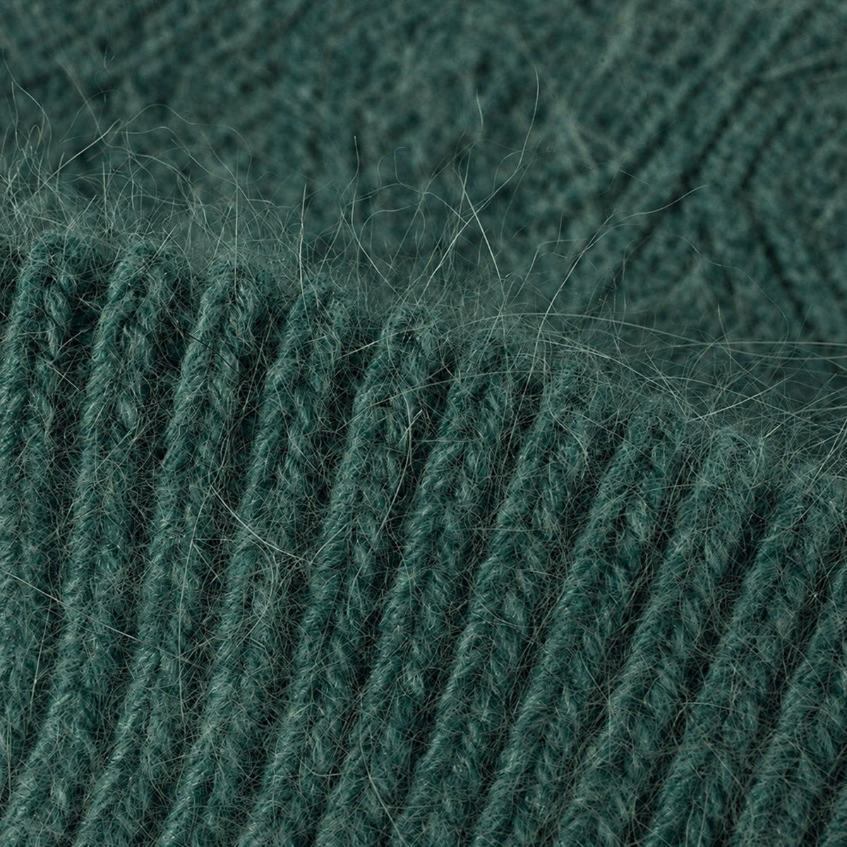 Fuzzy Knit Beanie Hat with Ribbed Cuff