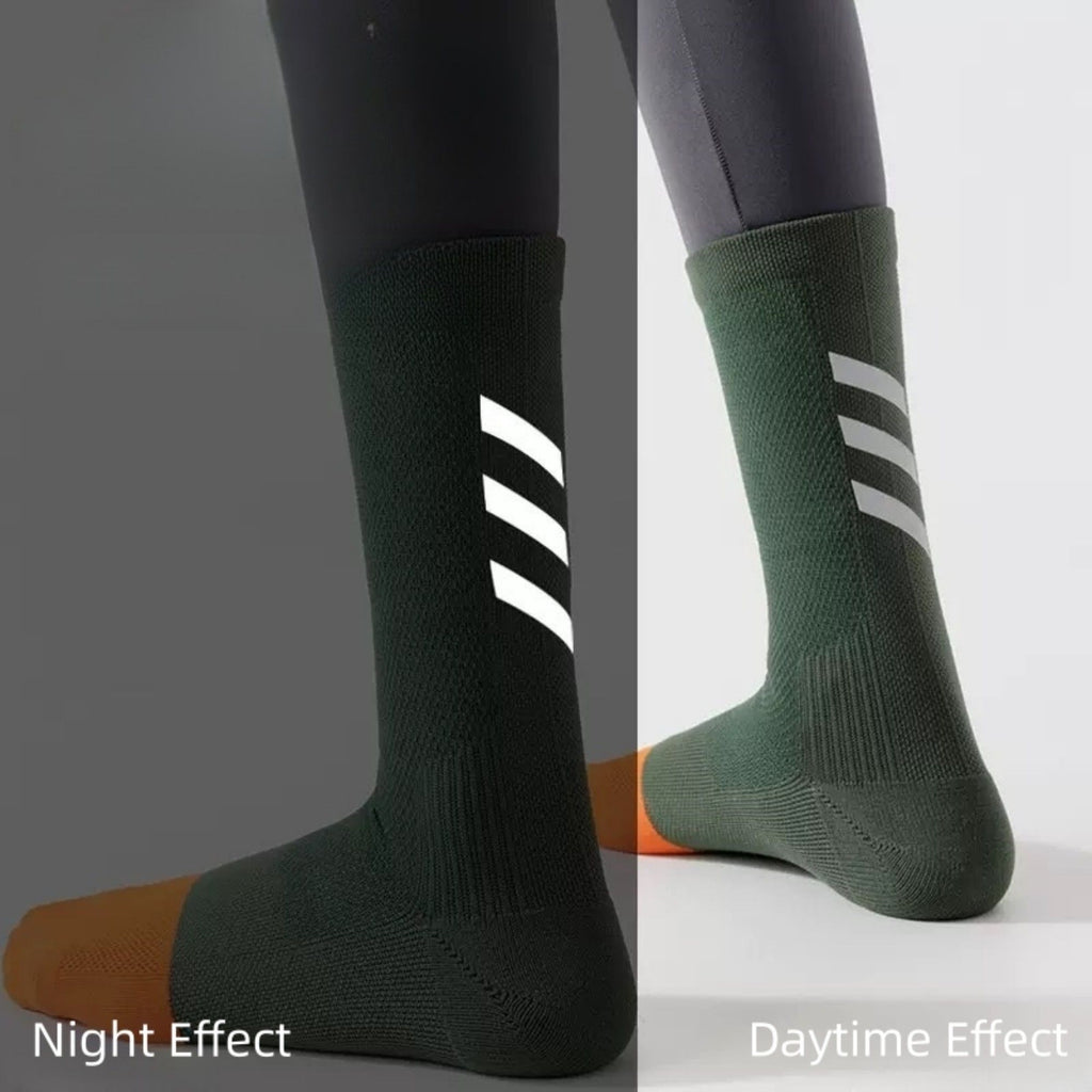 Anna-Kaci Women's Reflective Compression Sports Socks with Breathable Fabric and Night Visibility Design 2-Pack