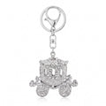 Carriage Rhinestone Keychain Bag Charm with Lobster Clasp and Key Ring