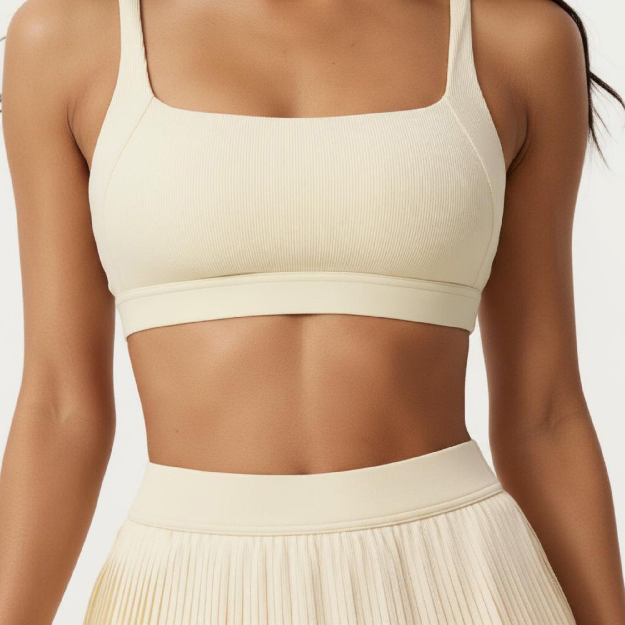 Anna-Kaci Active Women's Crisscross Back Sports Bra with Square Neck and Smooth Stretch Fit