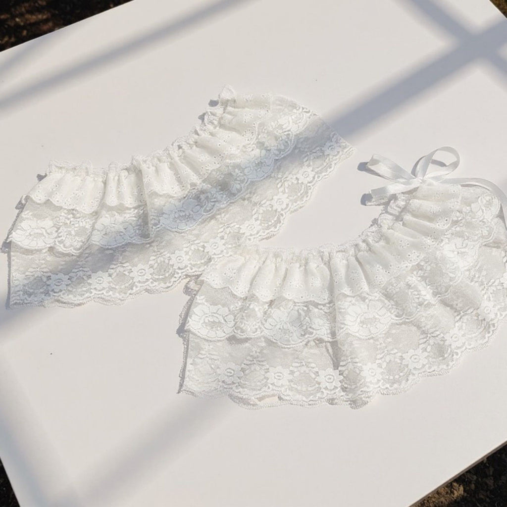 Anna-Kaci Women's Ruffled Lace Overlay Waist Belt with Scalloped Hem and Ribbon Tie 45.5in