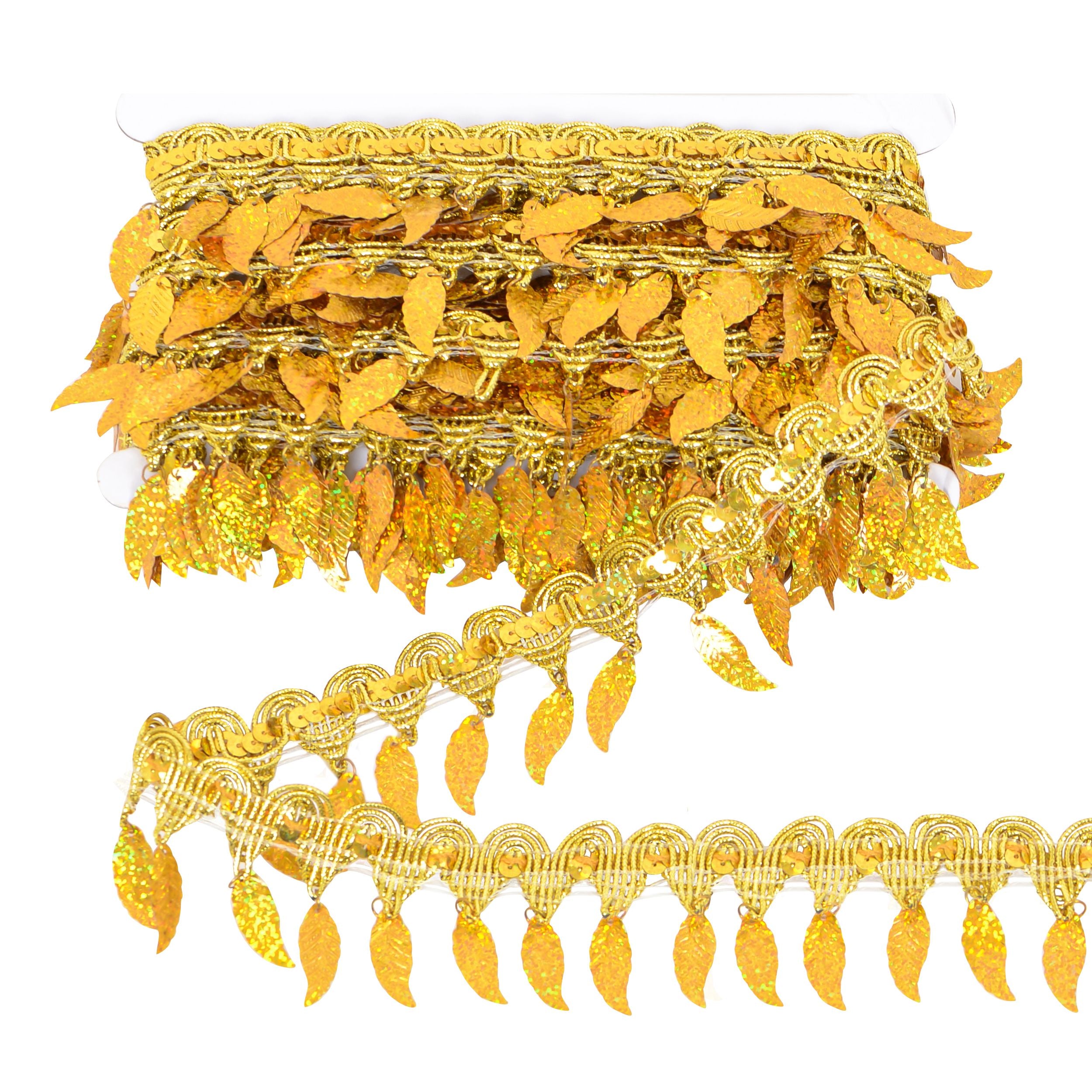 Sewing Fringe Trim, 11 Yards Leaf Tassel Sequin Trim Metallic Braided Lace Ribbon for DIY Craft Party Costume Curtain Decoration