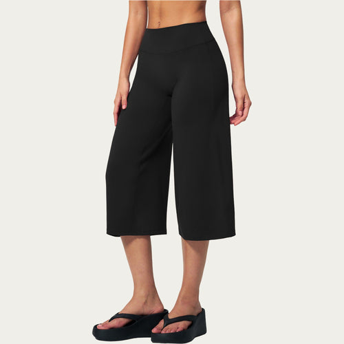 Anna-Kaci Active Women's High Waist Capri Wide Leg Pants with Smooth Stretch Fabric and Relaxed Fit