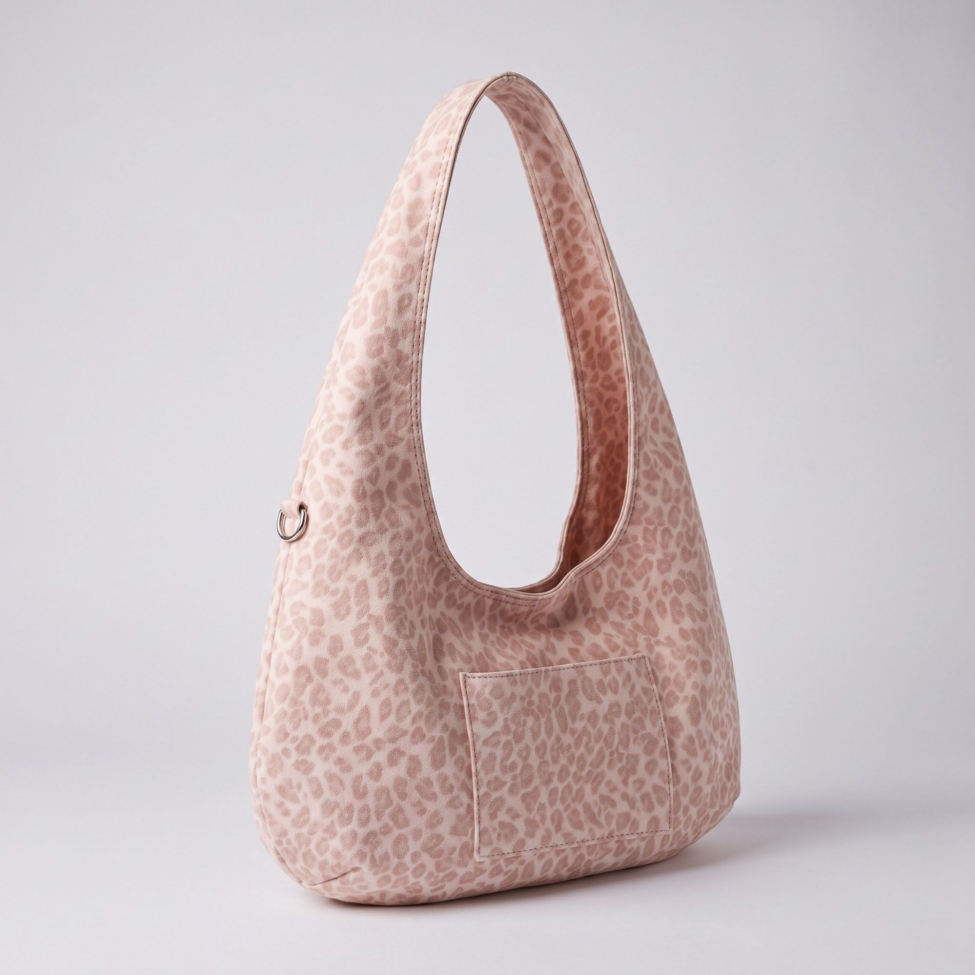 Leopard Print Hobo Tote Bag with Wide Shoulder Strap and Exterior Pocket 12.5x8x0.4in