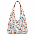 Floral Hobo Shoulder Bag with Soft Slouchy Shape and Wide Strap