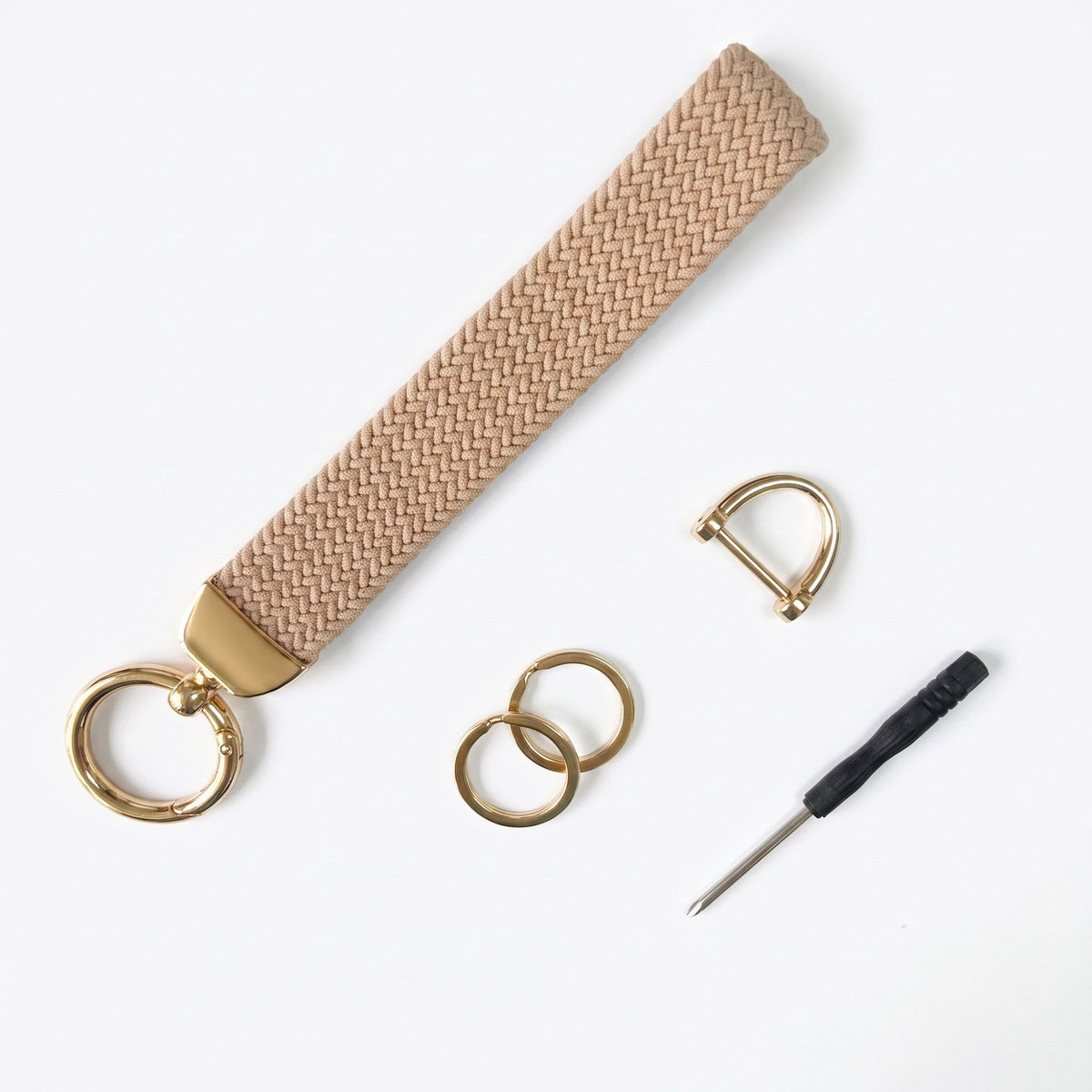Woven Wristlet Keychain Strap with Hardware Kit
