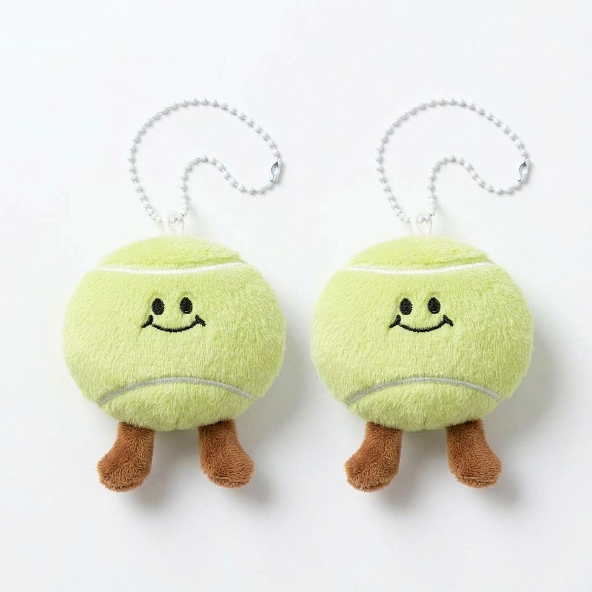 2 Pack Plush Sports Ball Key Chains with Smiley Face Bag Charms
