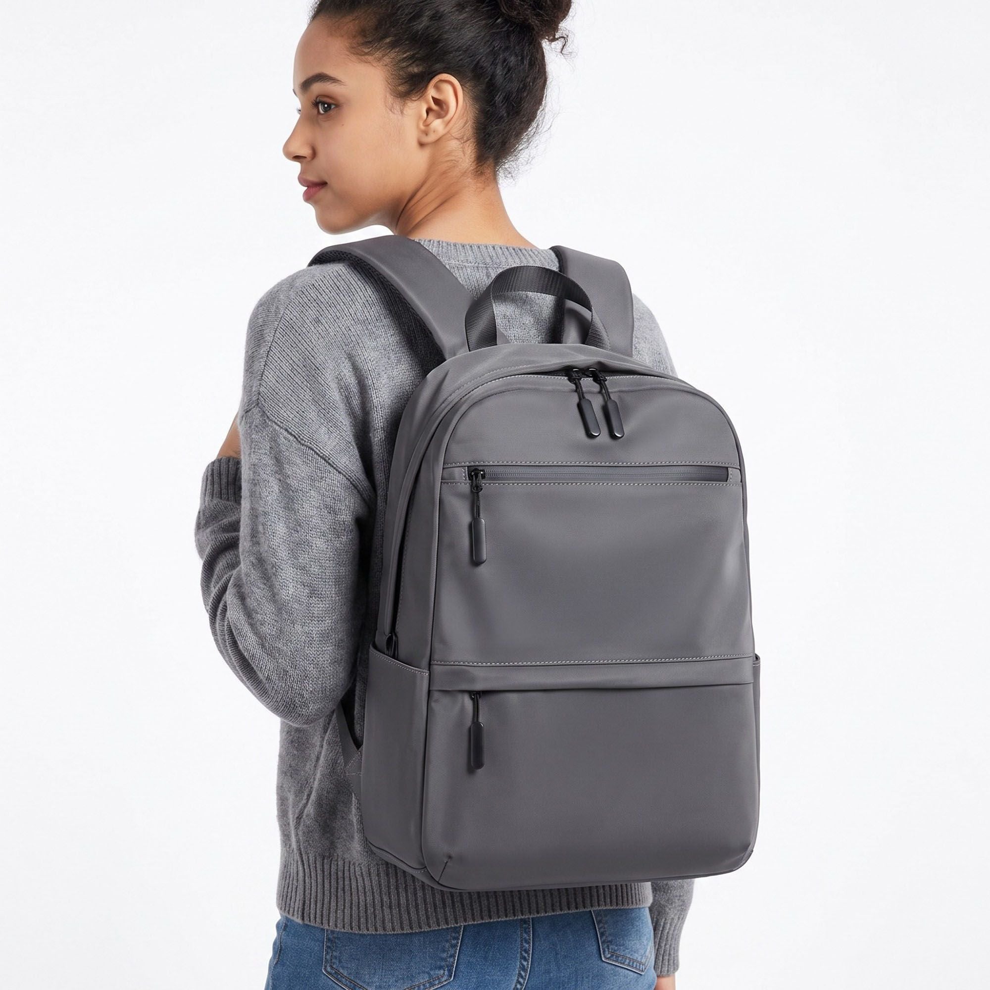 Multi-Pocket Commuter Backpack with Padded Shoulder Straps and Dual Side Pockets