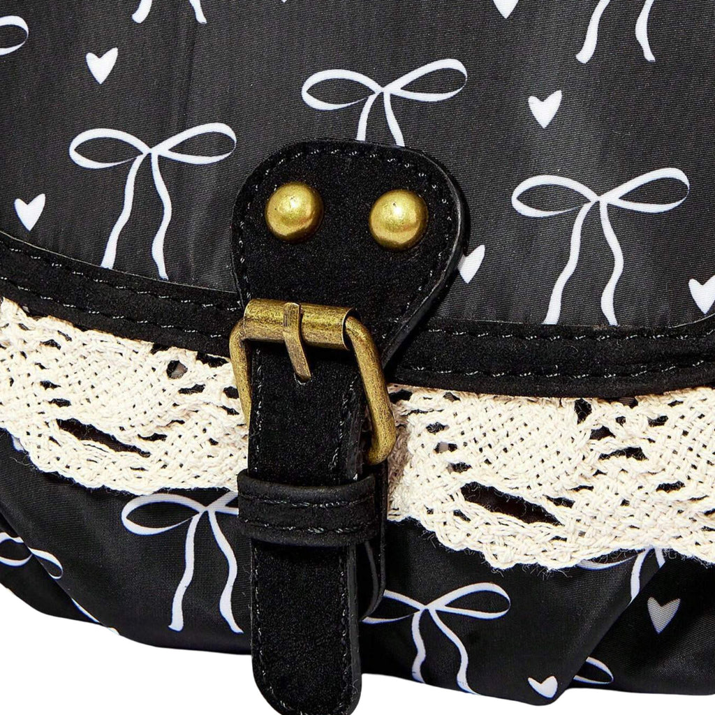 Vintage Lace Crossbody Bag for Women, Adjustable Shoulder Purse with Buckle Flap