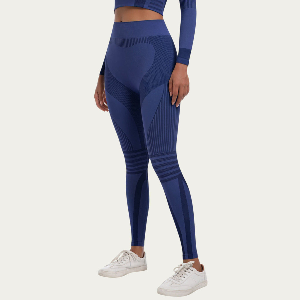 Anna-Kaci Active Women's Seamless High Waist Ribbed Leggings with Sculpting Contour Panels and Compression Fit