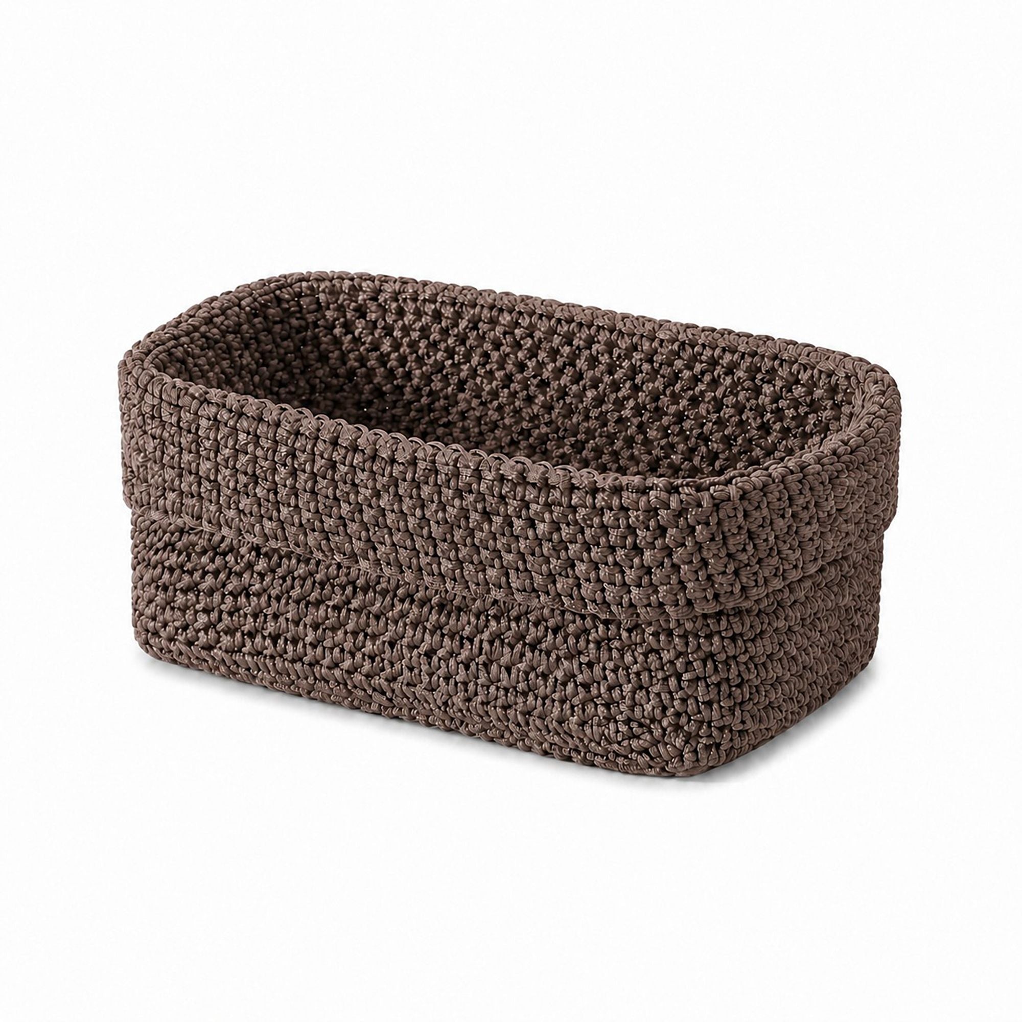 Cesta de almacenamiento rectangular tejida con borde plegable para escritorio