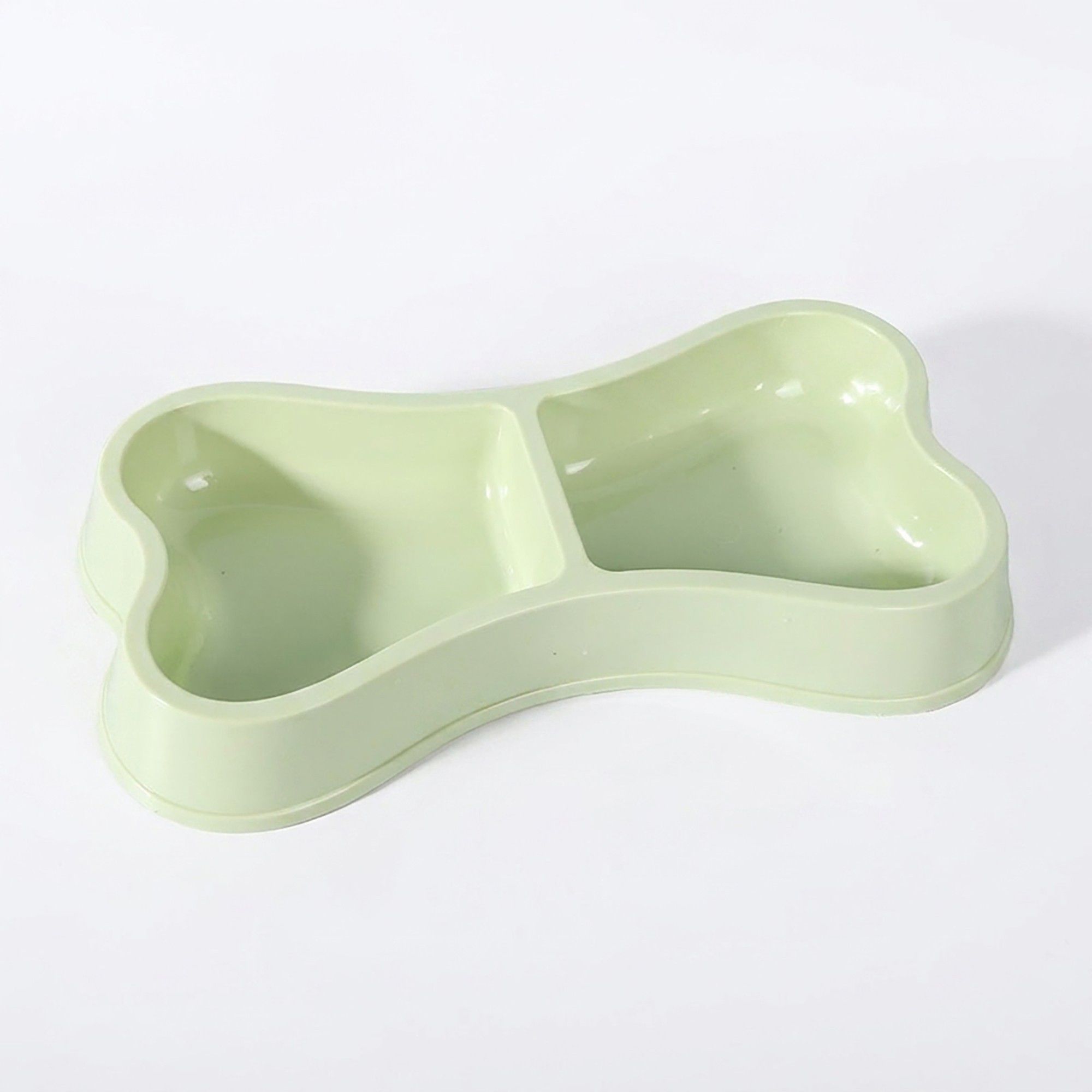 Plastic Bone Shaped Double Pet Bowl for Food and Water