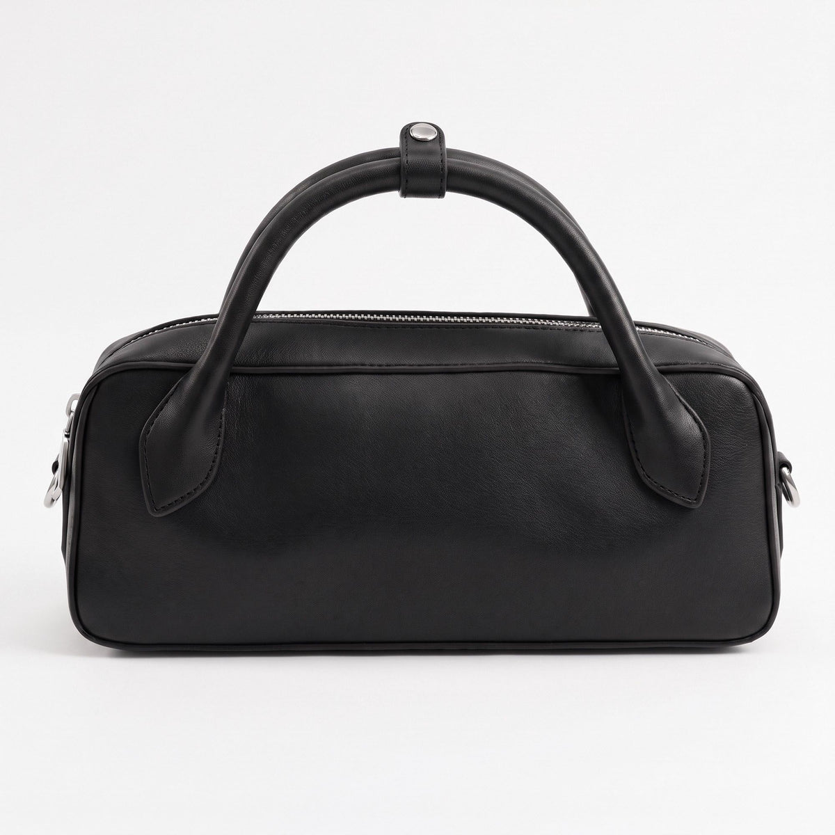 Structured Top Handle Handbag with Zipper Closure and Shoulder Strap