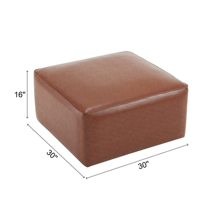 Alilang 30.00 inches Square Faux Leather Ottoman Pouf with Modern Design