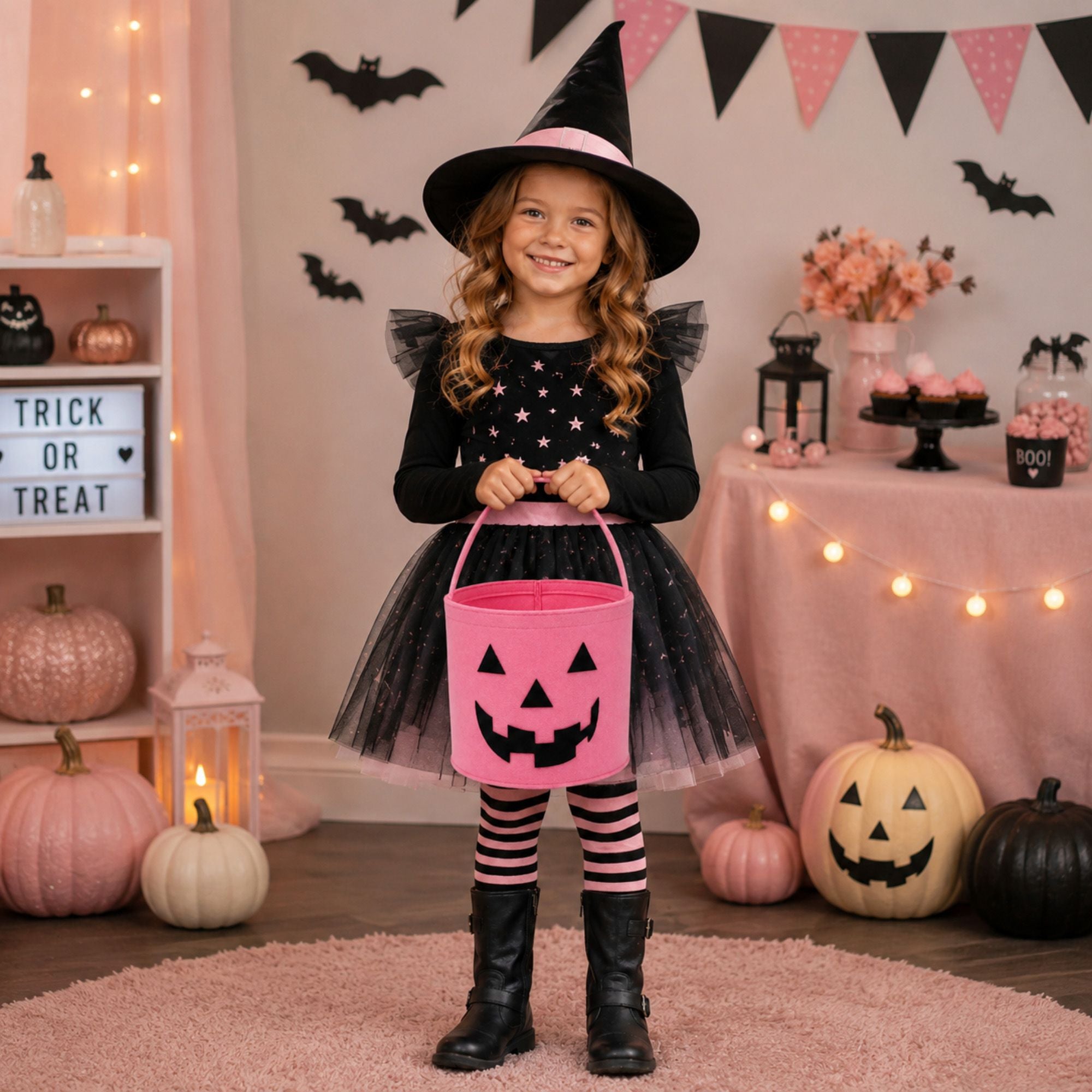 Halloween Felt Candy Bucket Pumpkin Trick or Treat Basket Large Capacity Holiday Storage Tote Bag