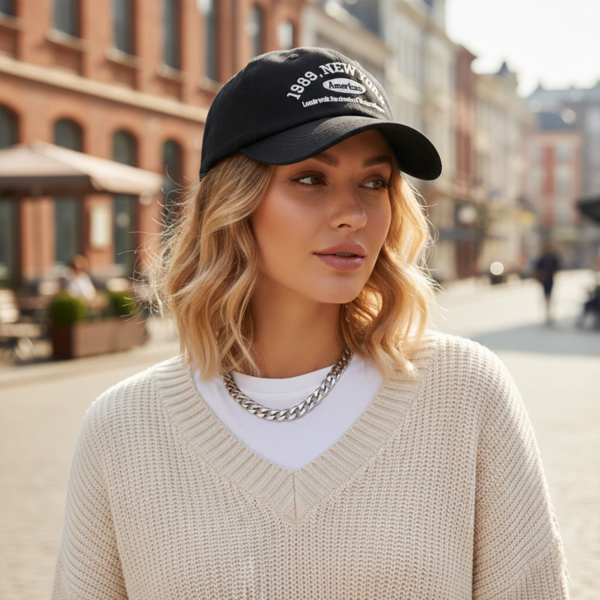 Anna-Kaci Cotton Baseball Cap with Embroidered Lettering Adjustable Strap Back
