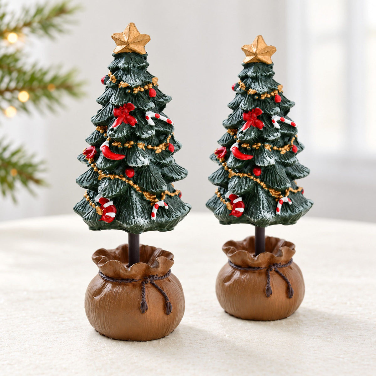 Mini Resin Christmas Tree Tabletop Holiday Decoration